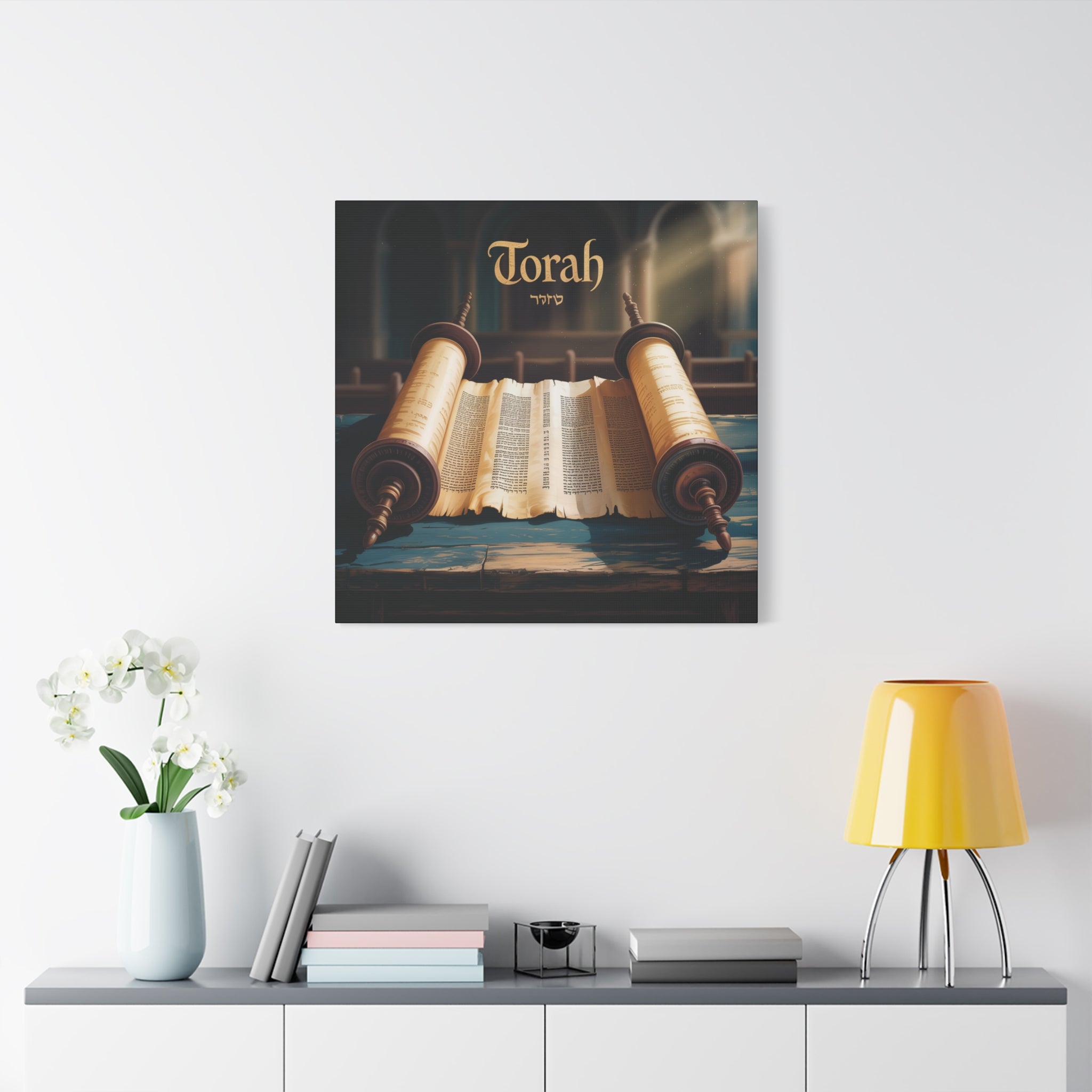 Torah Canvas Wall Art, Spiritual Home Decor, Jewish Gift, Torah Scroll Print, Religious Art, Art for Celebrations