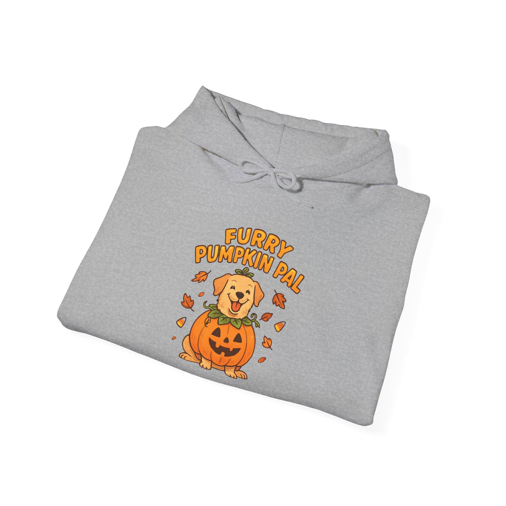 Furry Pumpkin Pal - Halloween Unisex Heavy Blend™ Hooded Sweatshirt