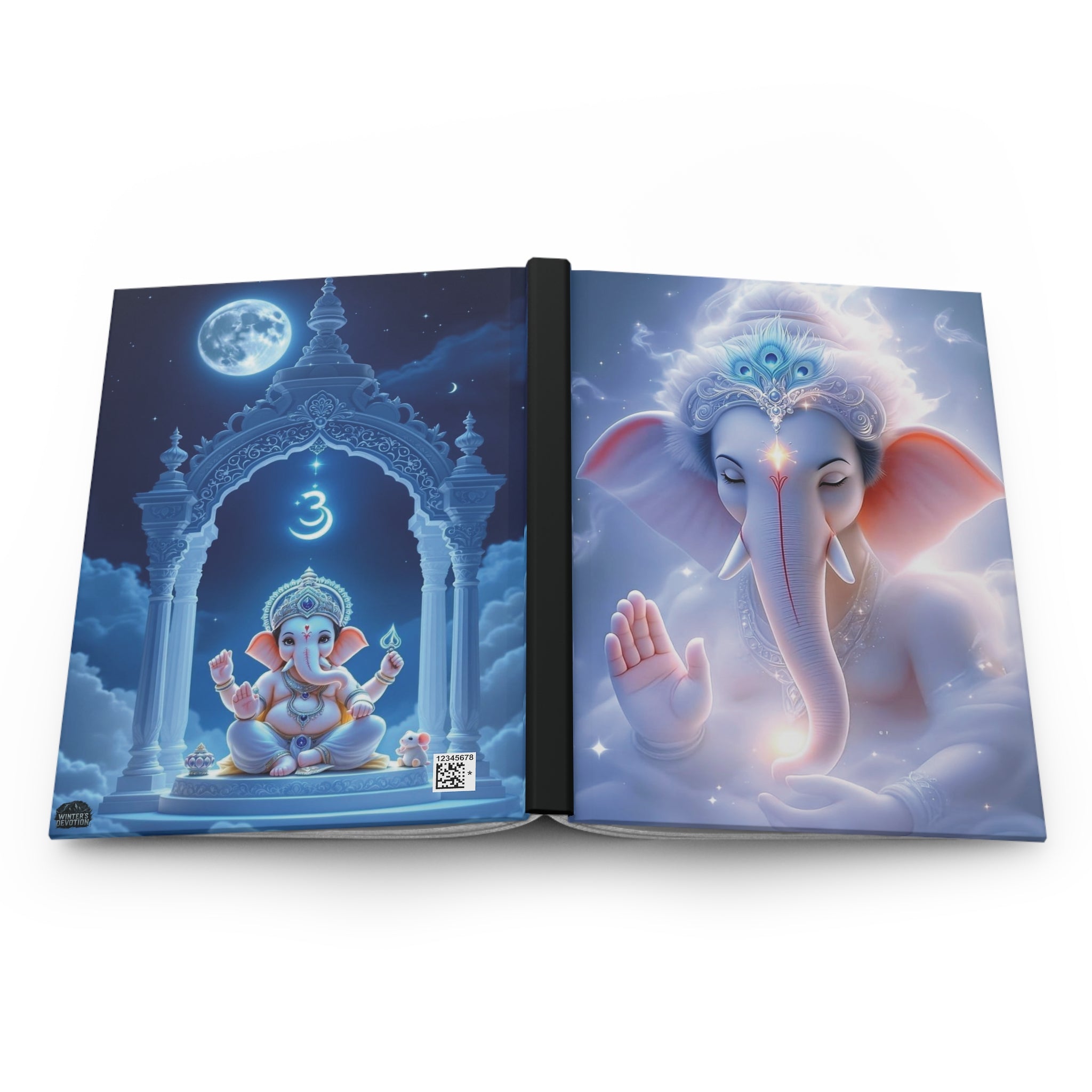 Spiritual Hardcover Journal with Ganesha Art, Meditation Notepad, Gift for Yoga Lovers, Hindu Home Decor, Inspirational Writing