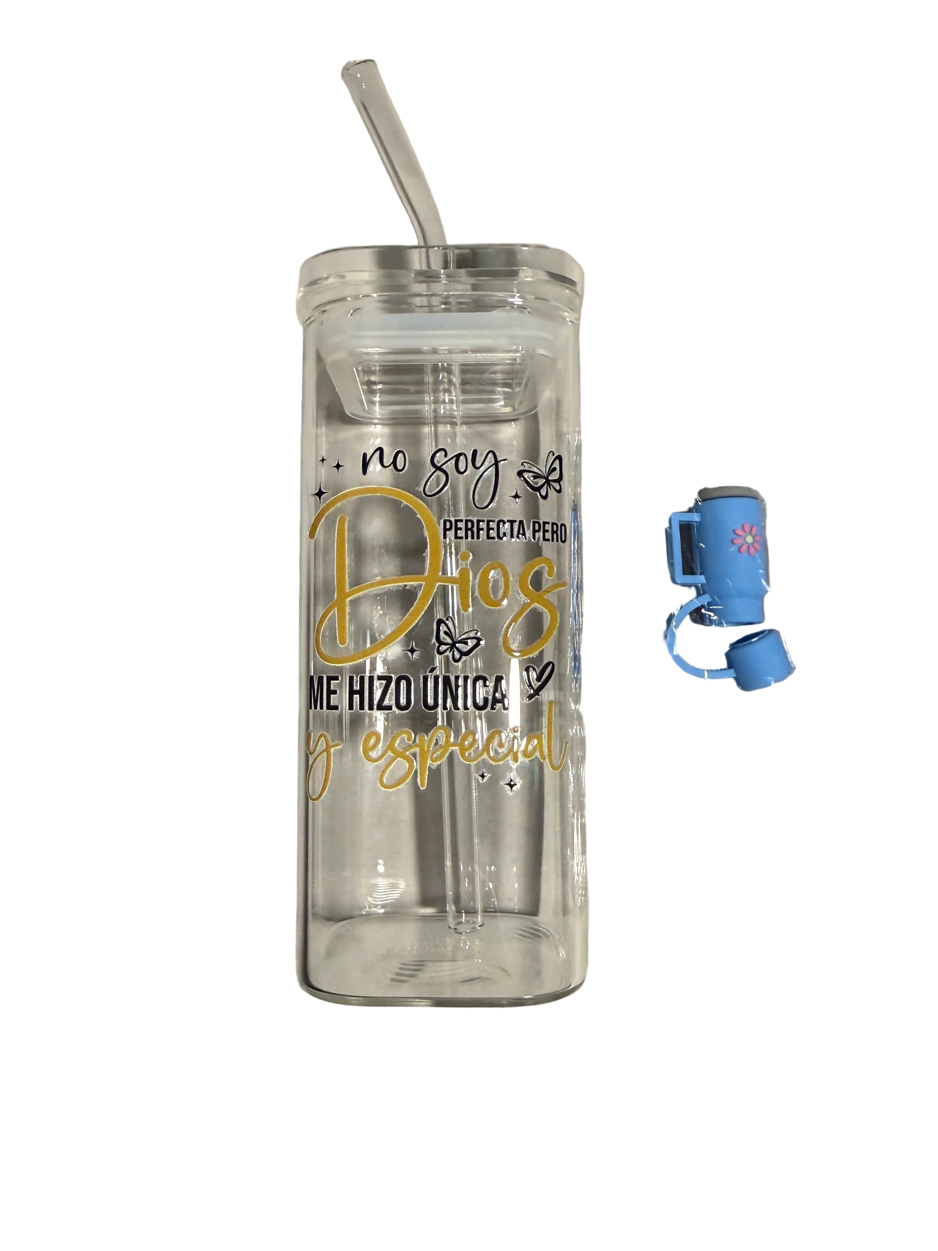 Vaso Acrílico Cristano con Tapa y Popote – Diseño Inspiracional – 10–12 oz