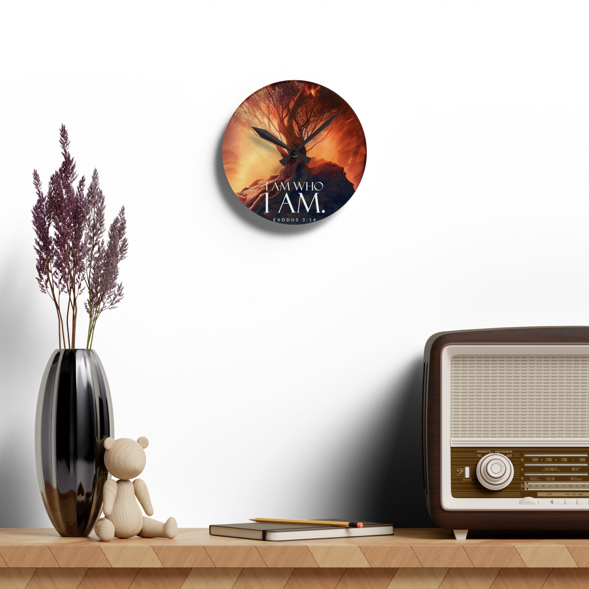 Exquisite Acrylic Wall Clock - "I Am Who I Am" Design, Inspirational Decor, Christian Gift, Unique Home Accent, Modern Scripture Wall Art