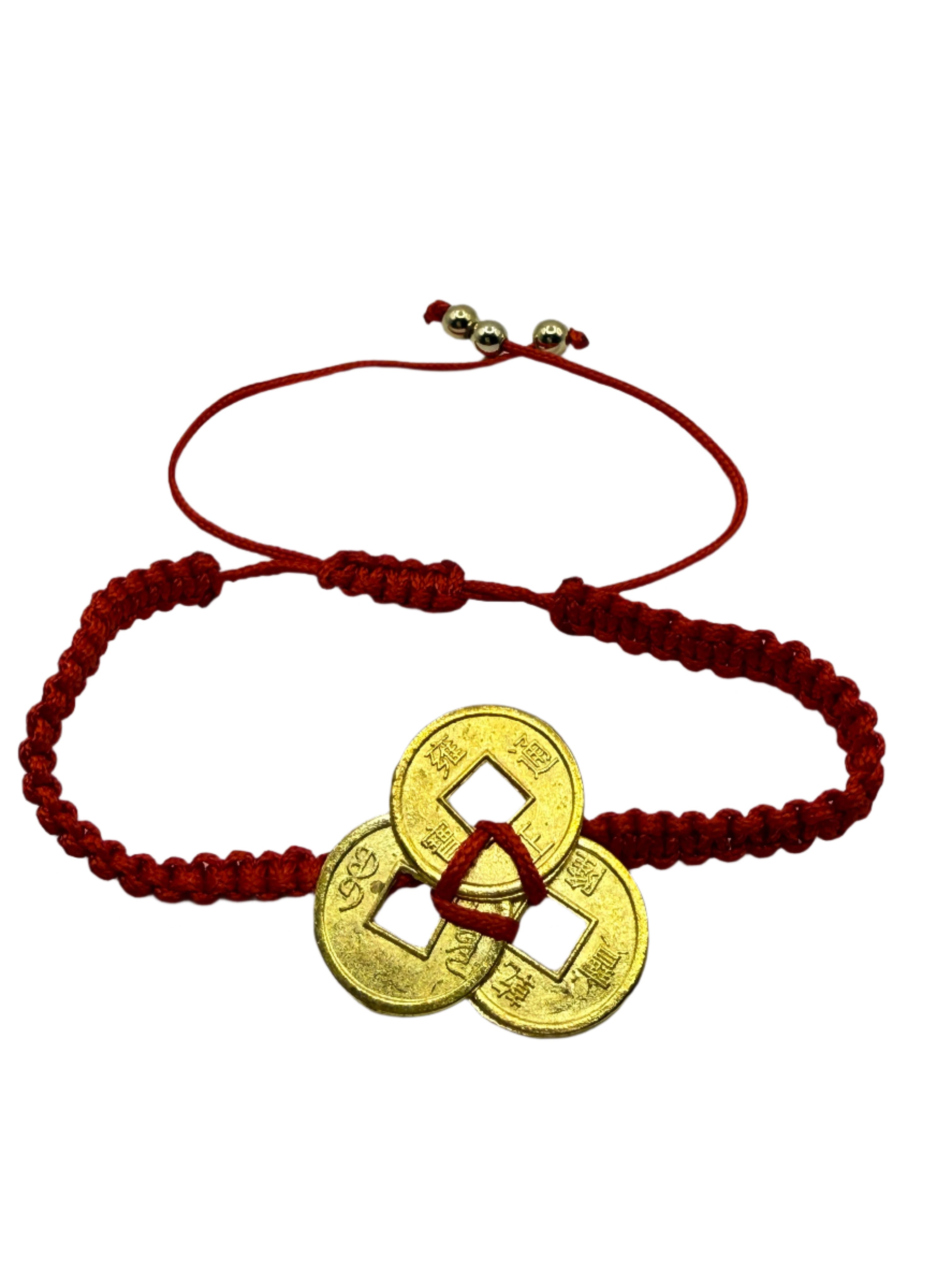 Chinese Wealth Lucky Coins Red String Bracelet