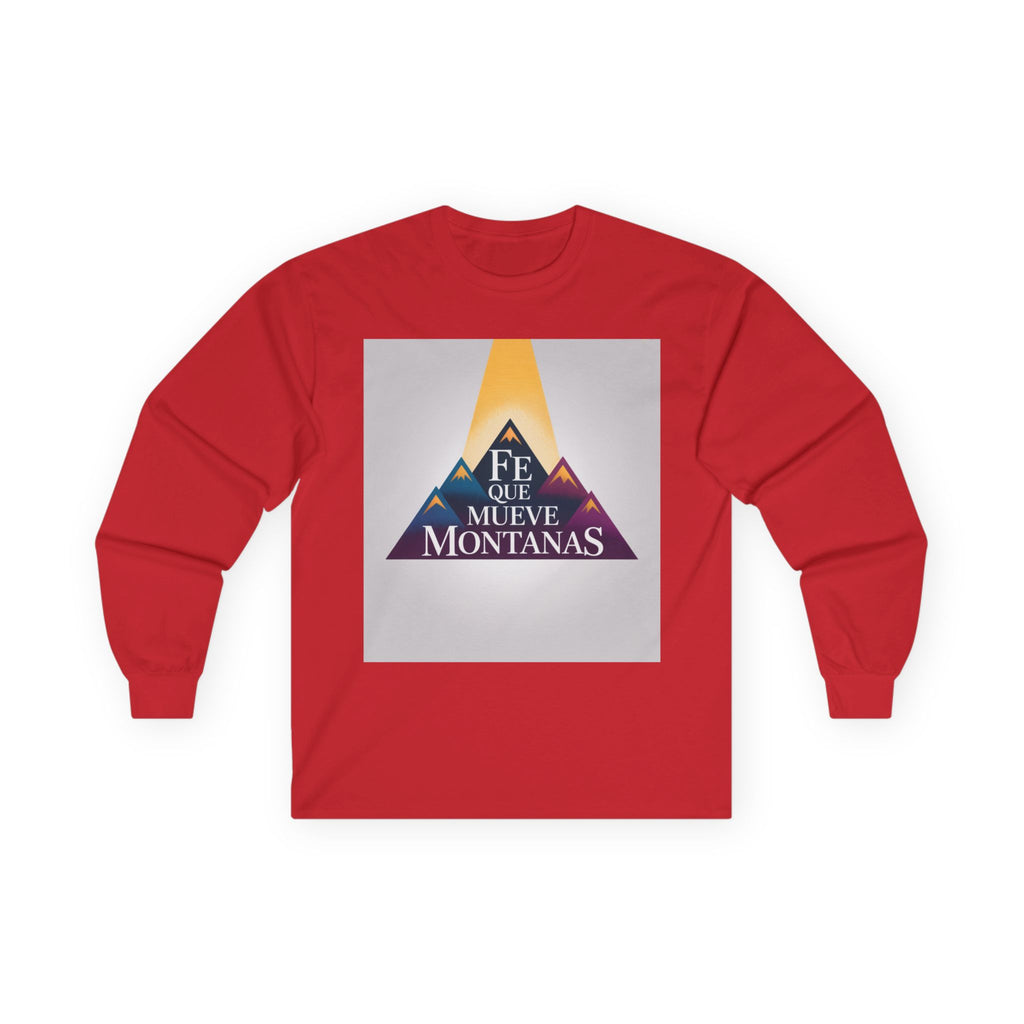 Inspirational Long Sleeve Tee, Faith Moves Mountains Shirt, Motivational Apparel, Unisex Cotton Top, Gift for Encouragement