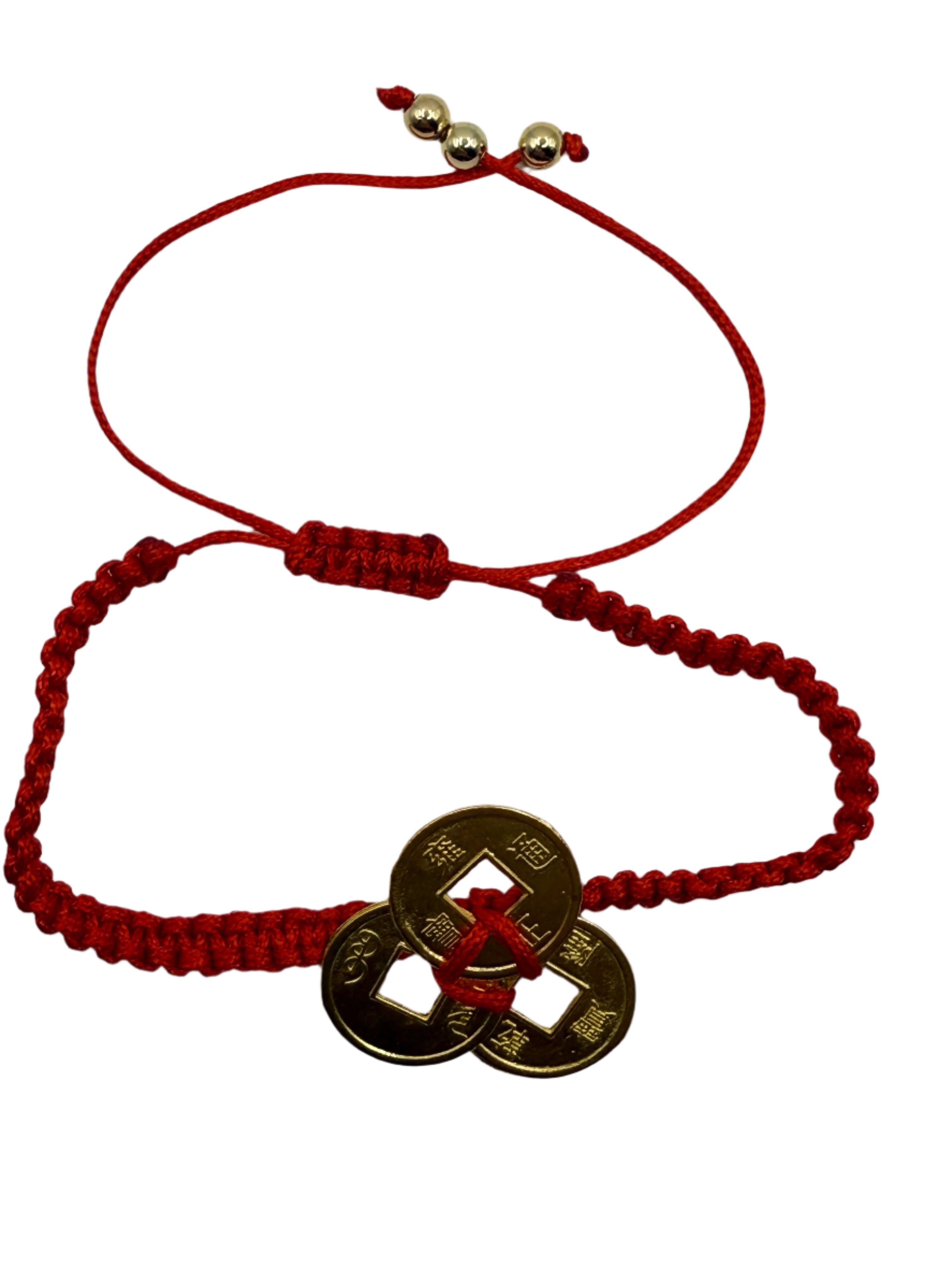 Chinese Wealth Lucky Coins Red String Bracelet