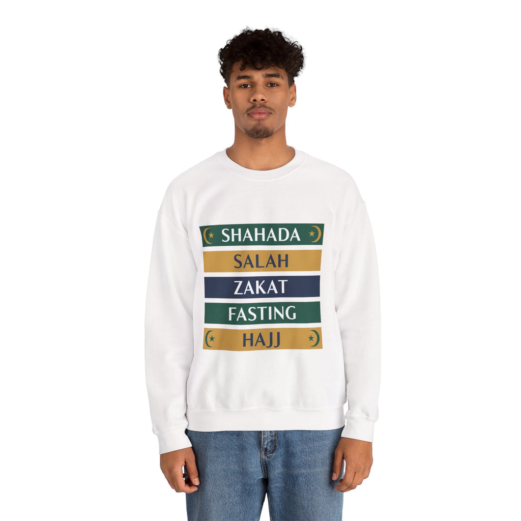 Islamic Pillars Sweatshirt — Shahada, Salah, Zakat, Fasting, Hajj Crewneck