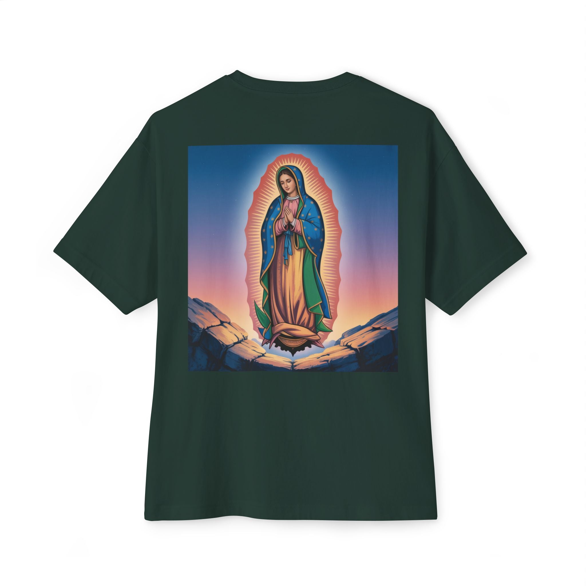 Spiritual Oversized Tee - Vintage Jesus & Virgin Mary Graphic Tee, Faith-Based Fashion, Unisex Gift, Christian Apparel, Nostalgic Tee