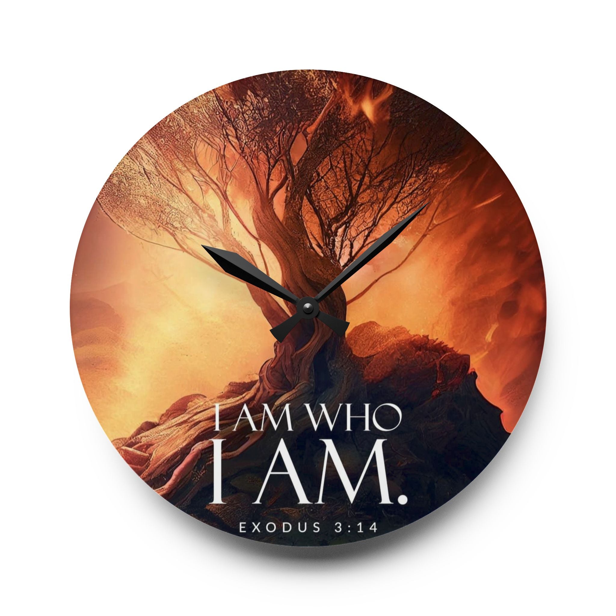 Exquisite Acrylic Wall Clock - "I Am Who I Am" Design, Inspirational Decor, Christian Gift, Unique Home Accent, Modern Scripture Wall Art