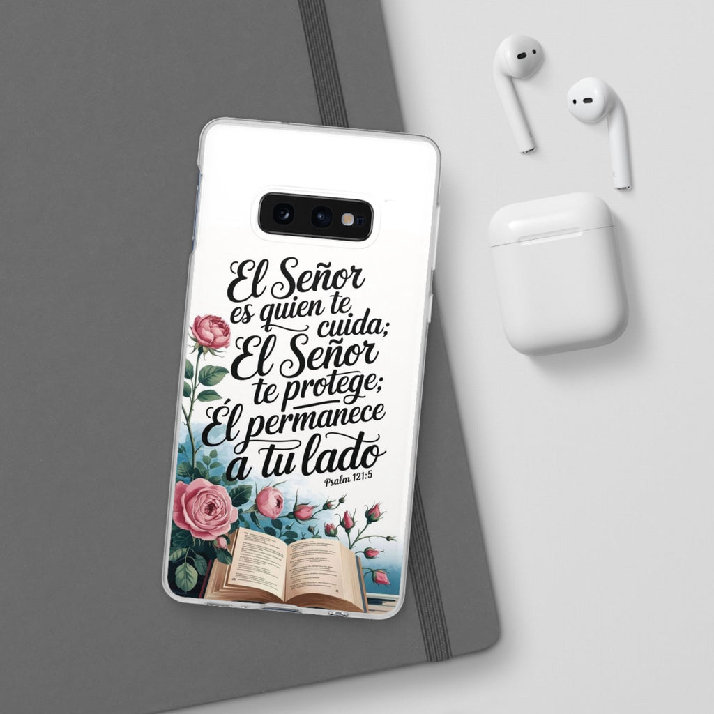 Inspirational Phone Case with Psalm 121:5 Quote, Flexi Case for Protection, Bible Verse Case, Gift for Faith Lovers, Spiritual Décor