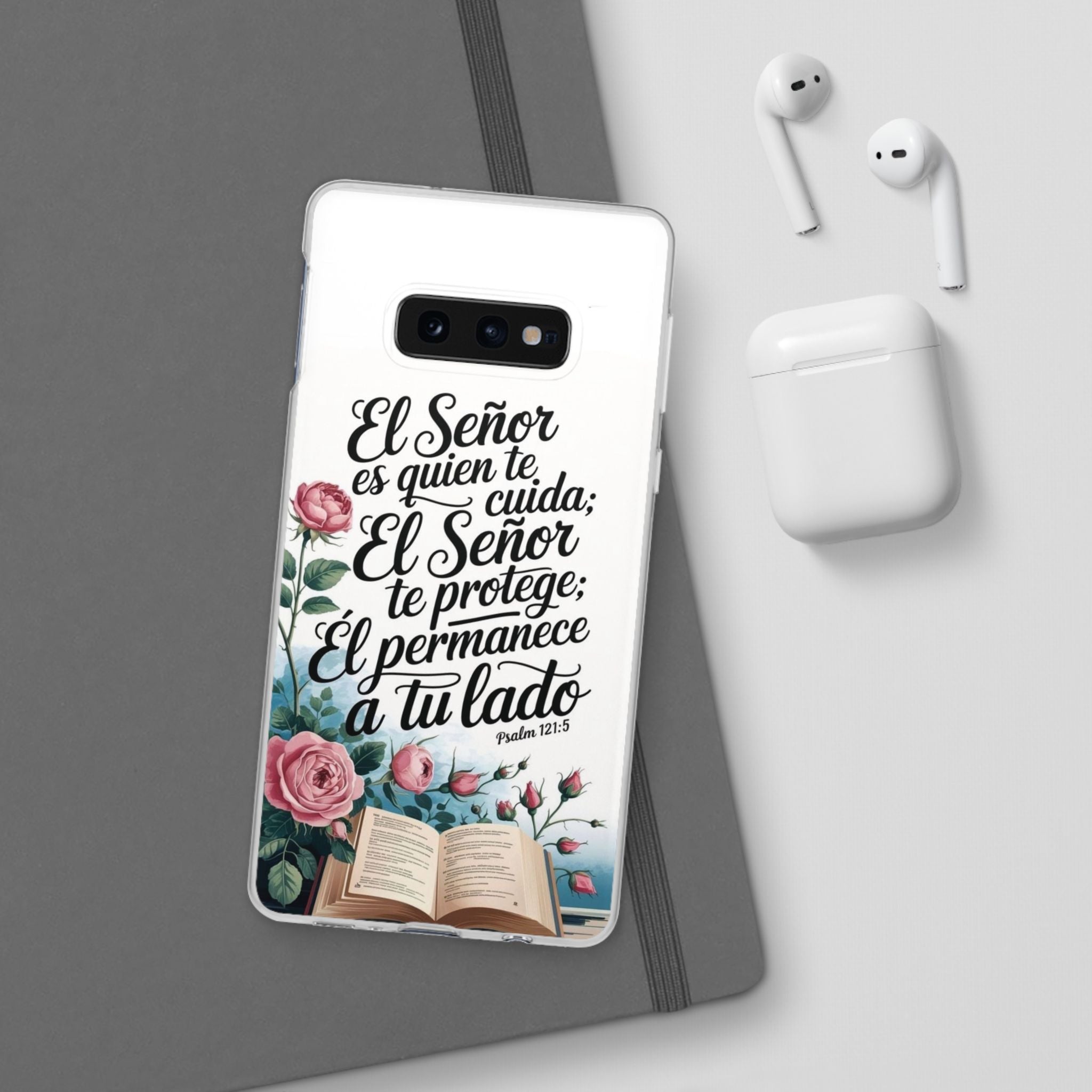 Inspirational Phone Case with Psalm 121:5 Quote, Flexi Case for Protection, Bible Verse Case, Gift for Faith Lovers, Spiritual Décor
