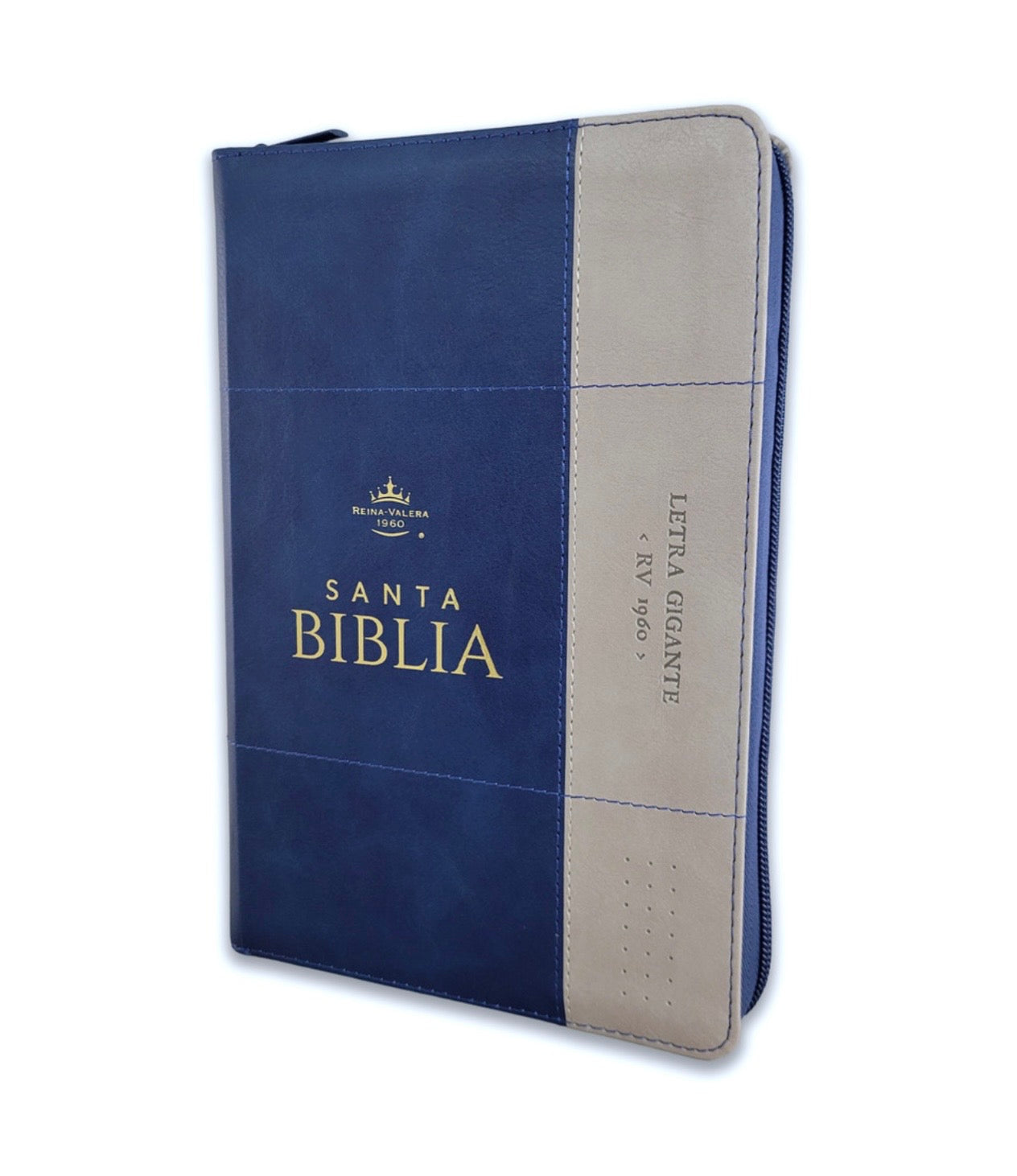 Biblia Letra Gigante 14pts Con Cierre/Index RV1960 Azul Navy/ Crema