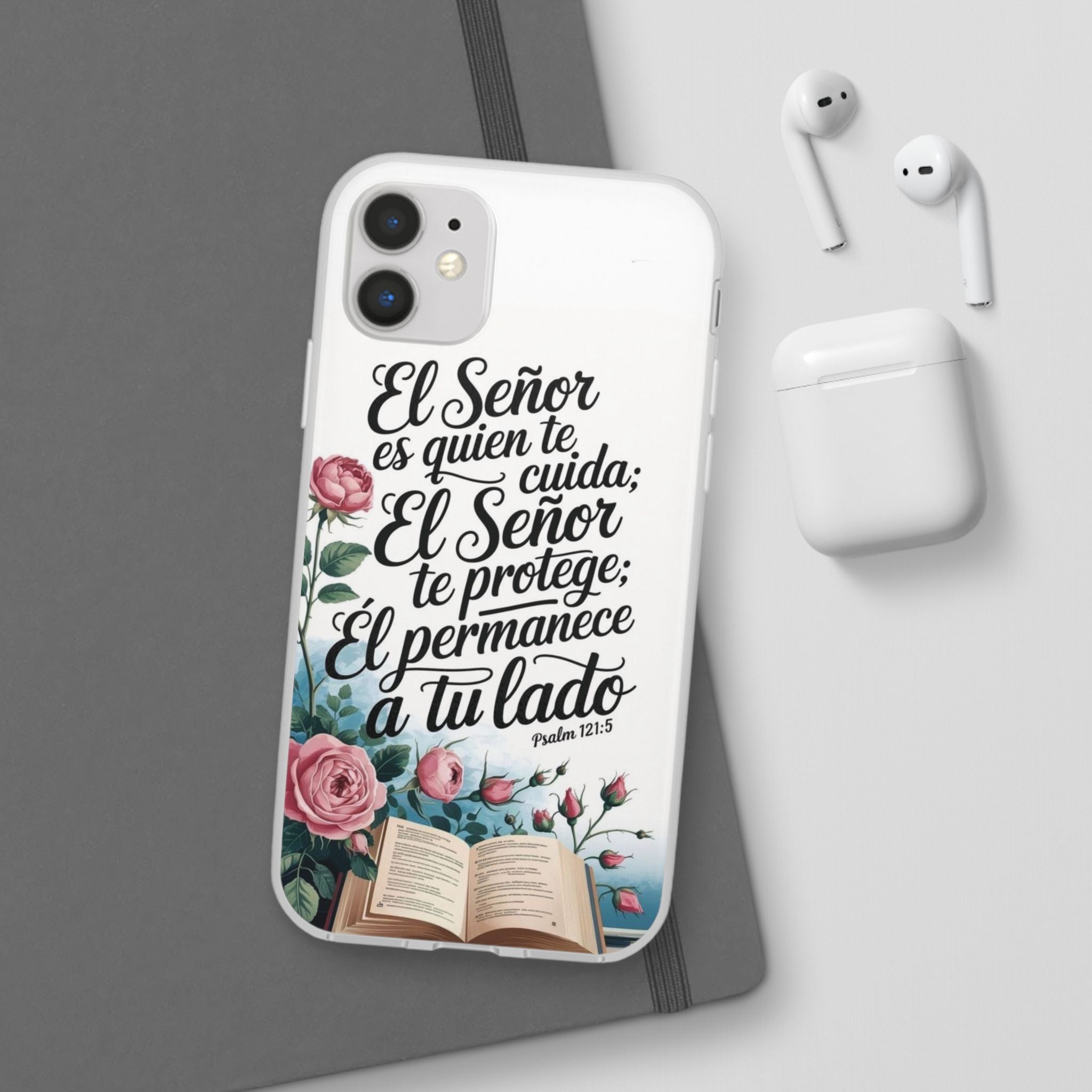 Inspirational Phone Case with Psalm 121:5 Quote, Flexi Case for Protection, Bible Verse Case, Gift for Faith Lovers, Spiritual Décor