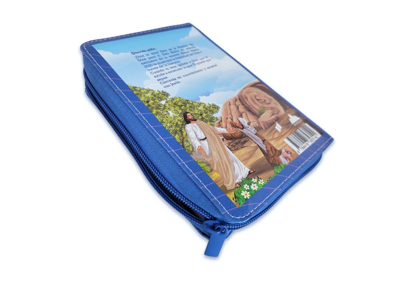 Biblia Compacta con Cierre para Niños RV2020 imit piel azul niños con mamá