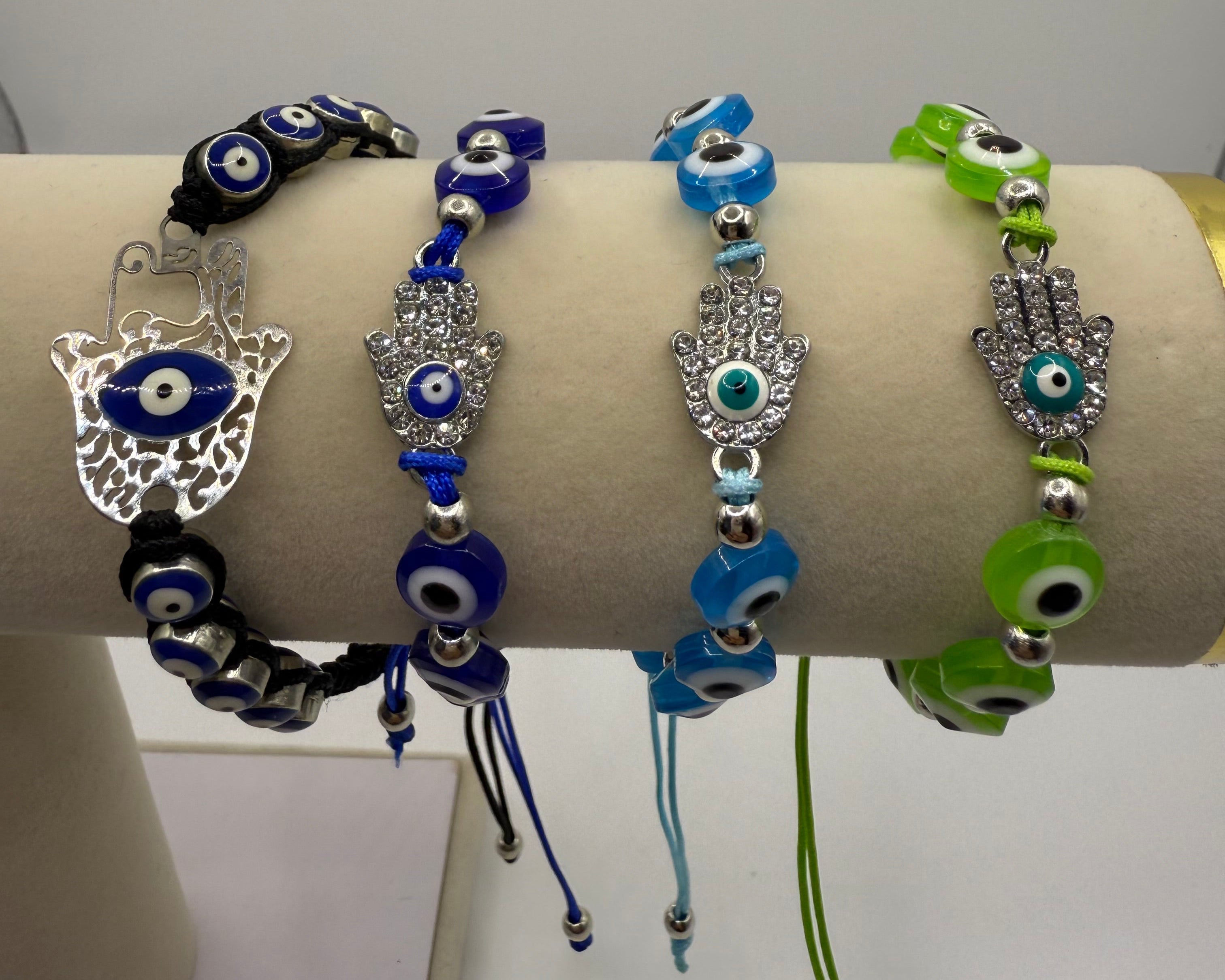 Evil Eye Mal De Ojo Bracelets Evil Eye Hamsa Beaded Charm Stretch Bracelet Hand of Fatima Evil Eye Lucky Bracelet for Protection and Blessing