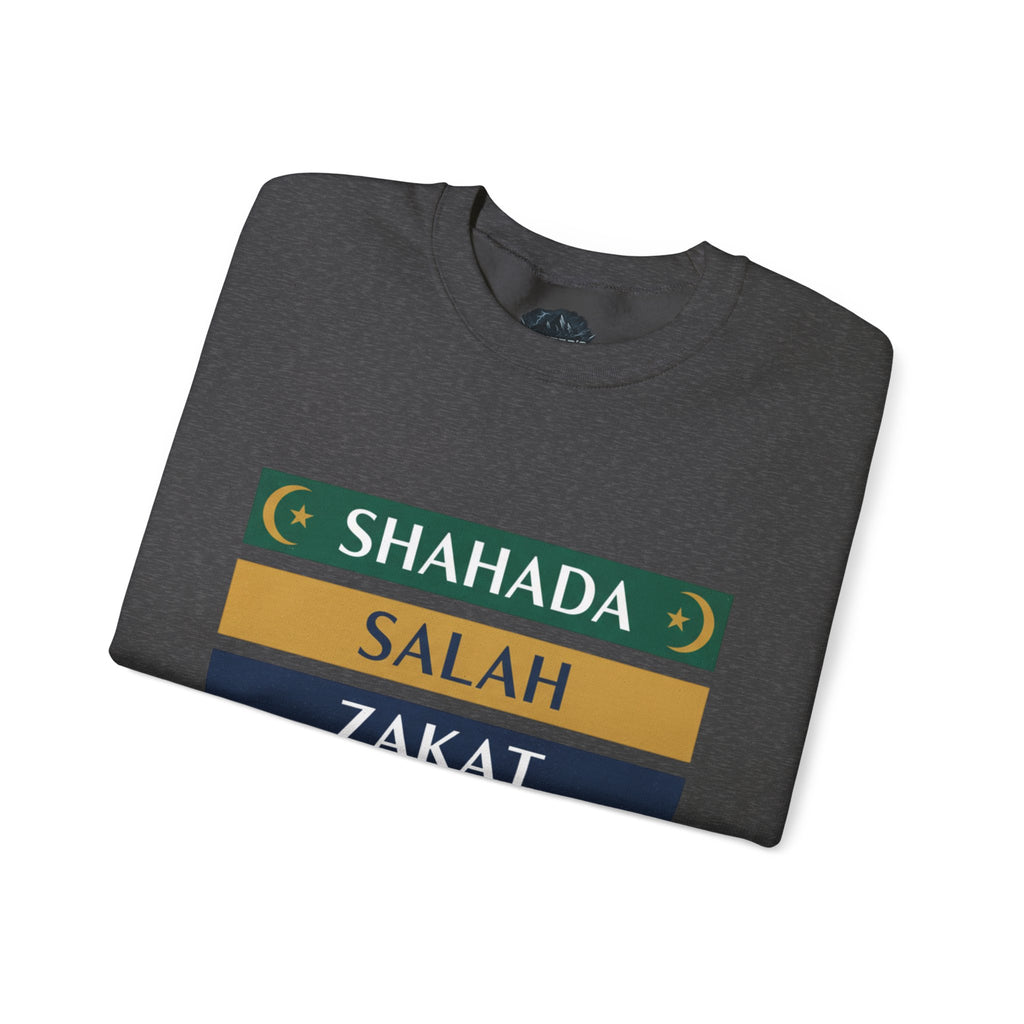 Islamic Pillars Sweatshirt — Shahada, Salah, Zakat, Fasting, Hajj Crewneck