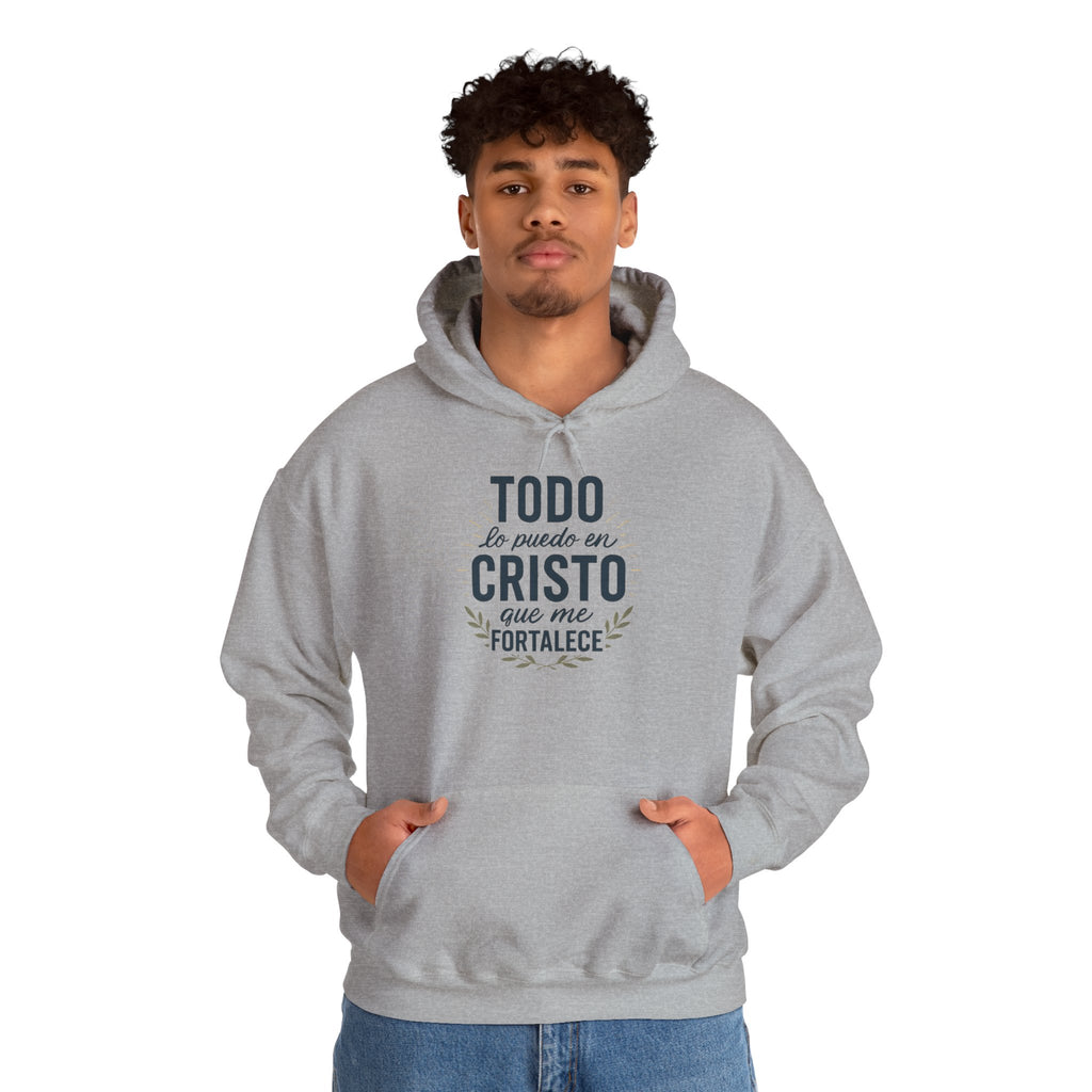 Christian Hoodie - "Todo lo puedo en Cristo" / "Dios te bendiga" Inspirational Spanish Pullover