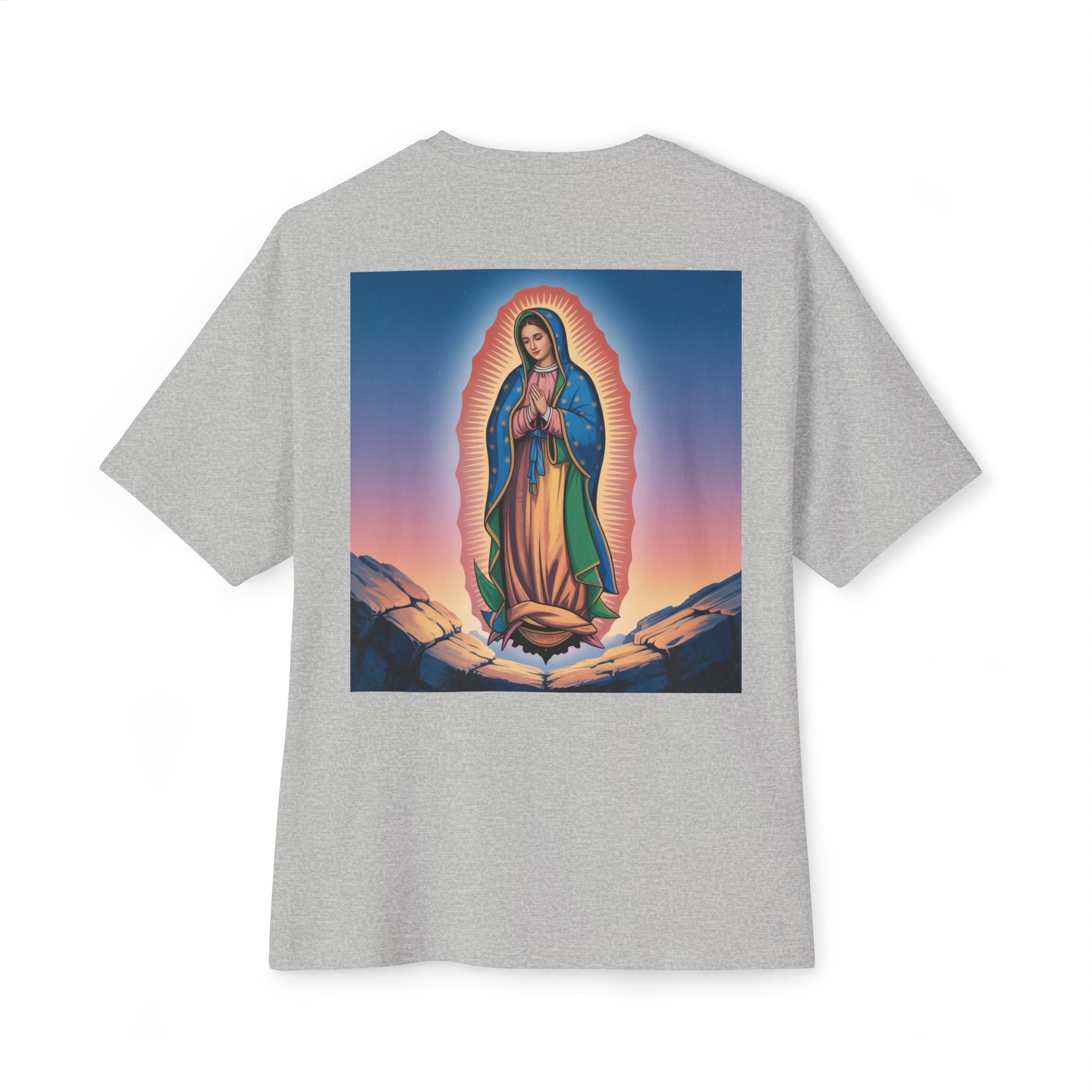 Spiritual Oversized Tee - Vintage Jesus & Virgin Mary Graphic Tee, Faith-Based Fashion, Unisex Gift, Christian Apparel, Nostalgic Tee