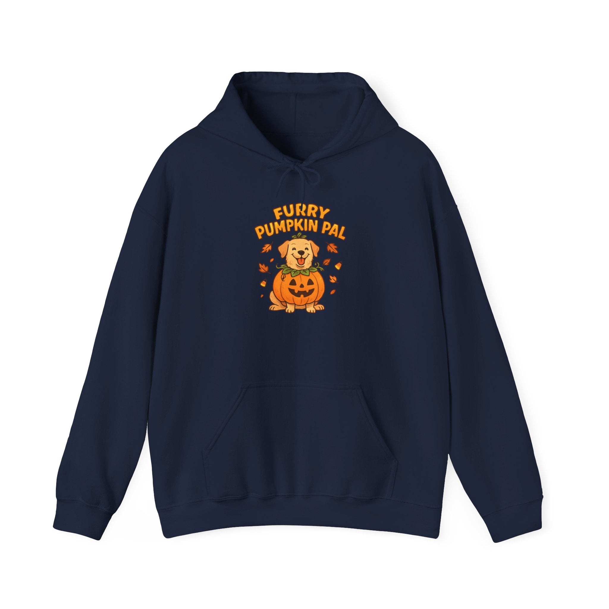 Furry Pumpkin Pal - Halloween Unisex Heavy Blend™ Hooded Sweatshirt