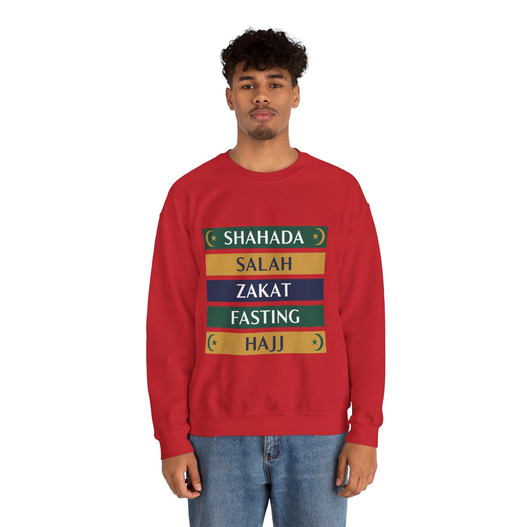 Islamic Pillars Sweatshirt — Shahada, Salah, Zakat, Fasting, Hajj Crewneck