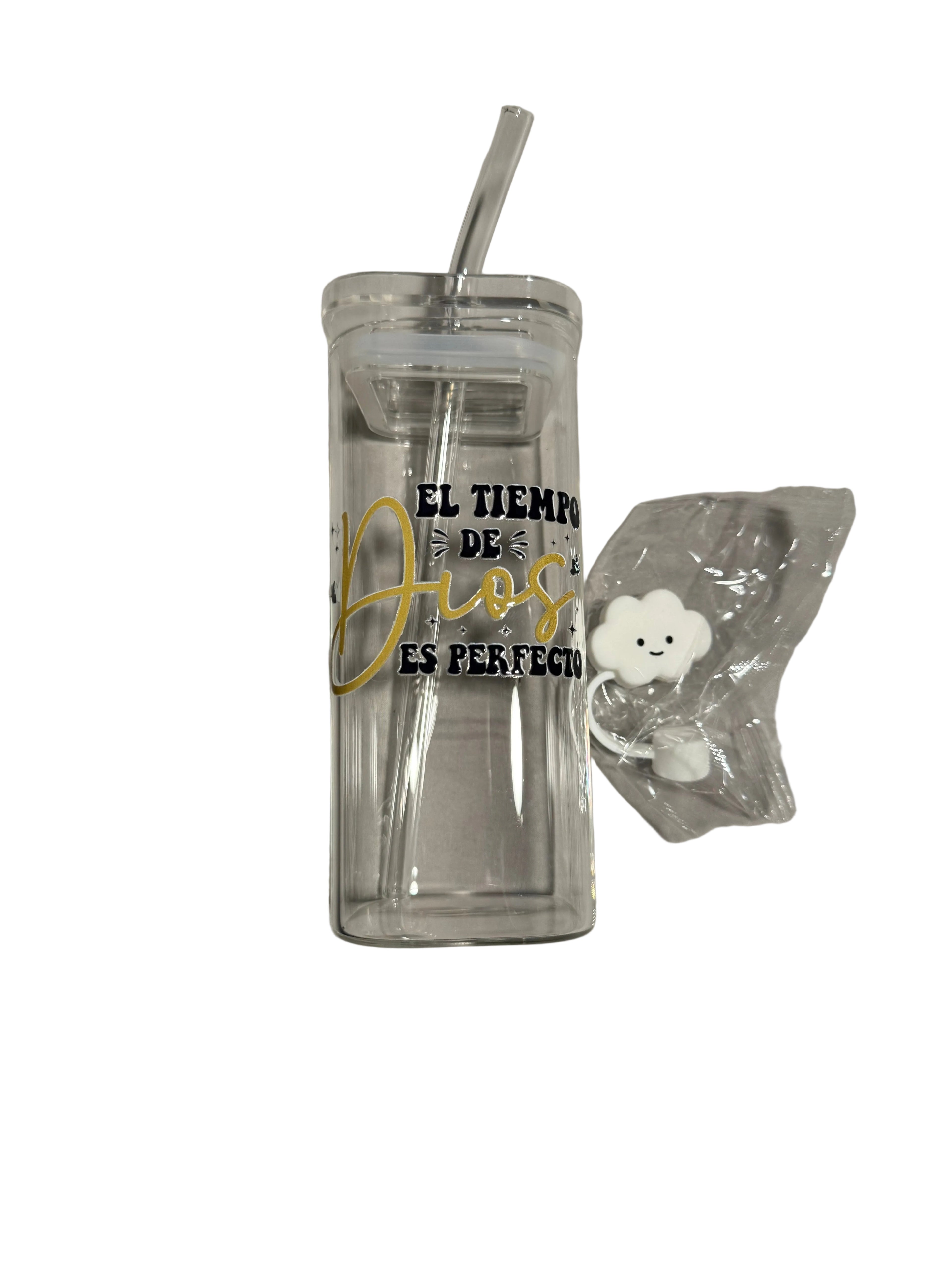 Vaso Acrílico Cristano con Tapa y Popote – Diseño Inspiracional – 10–12 oz