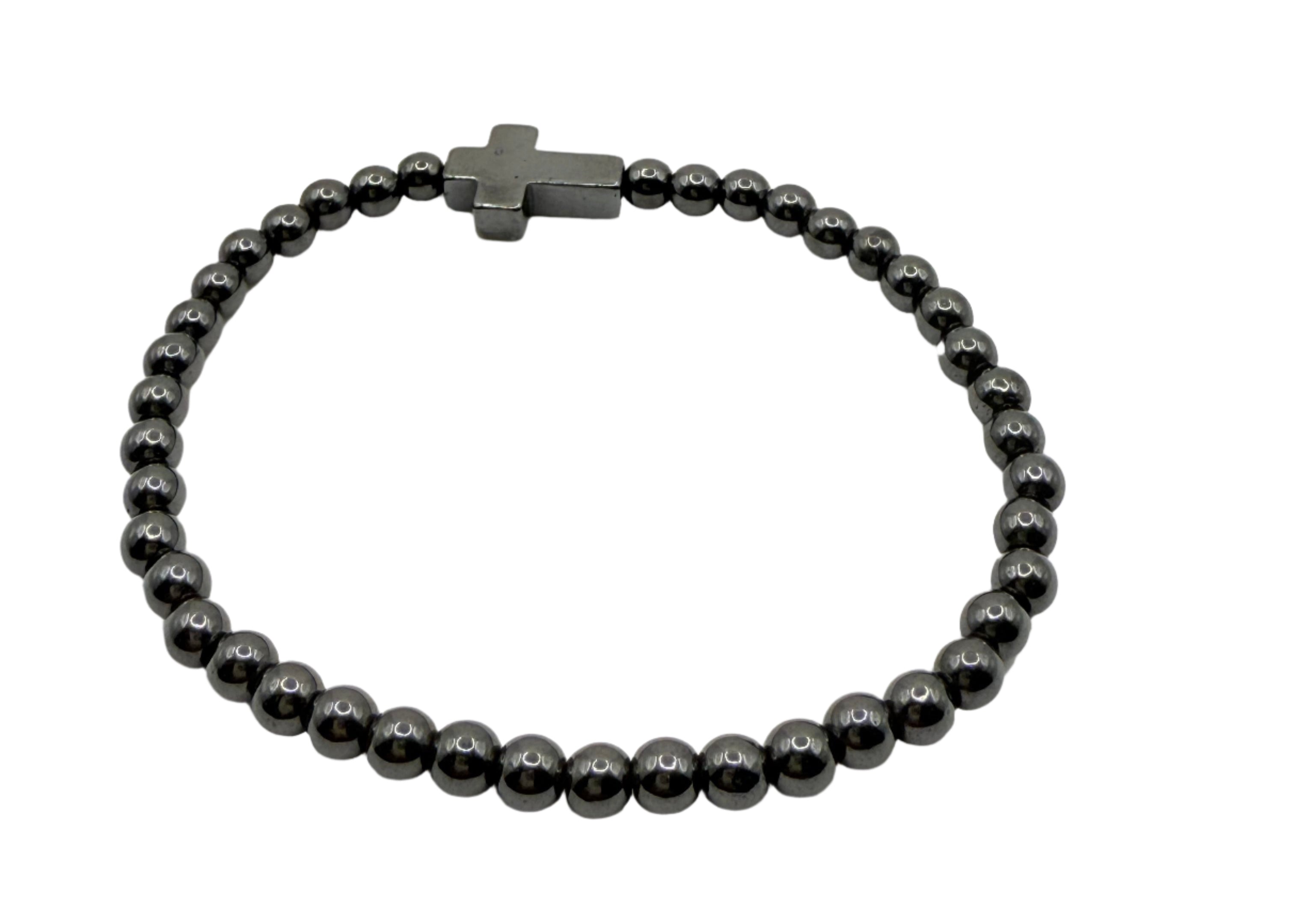Faith & Steel: Metallic Cross Bracelet