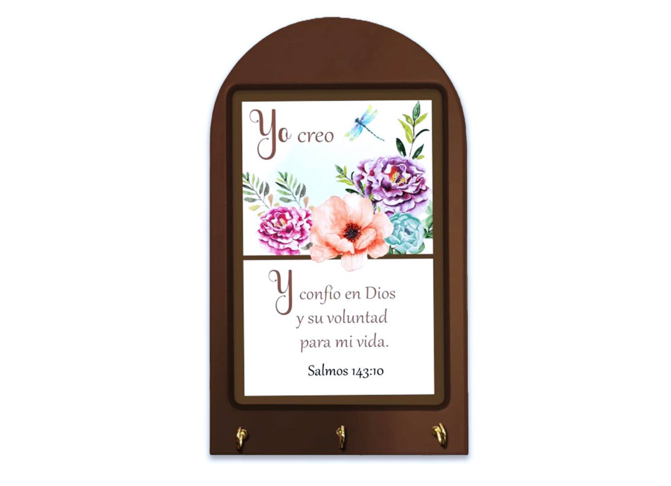 Porta Llaves de Madera con Ganchos: Mensajes Bíblicos