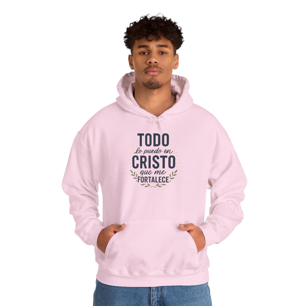 Christian Hoodie - "Todo lo puedo en Cristo" / "Dios te bendiga" Inspirational Spanish Pullover