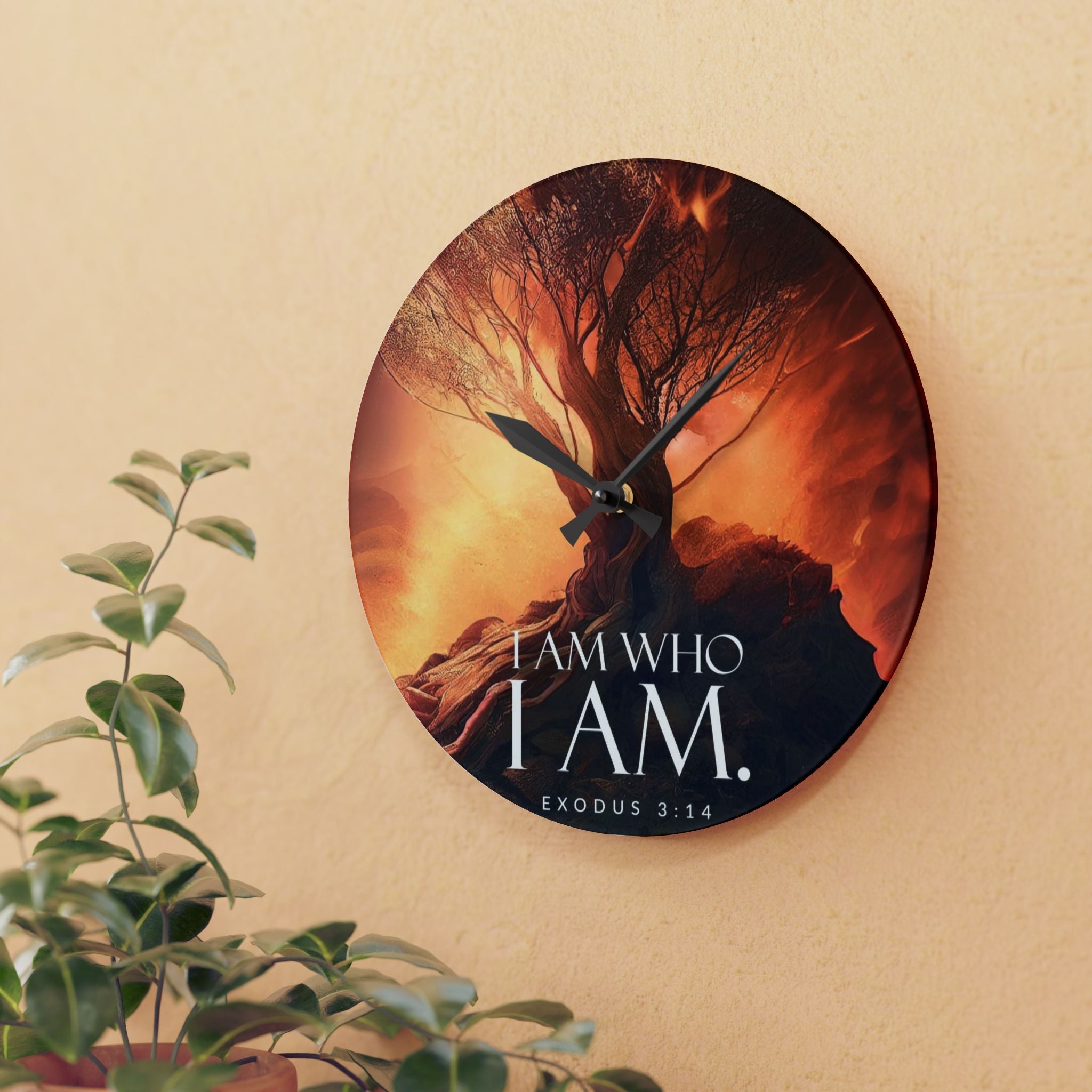 Exquisite Acrylic Wall Clock - "I Am Who I Am" Design, Inspirational Decor, Christian Gift, Unique Home Accent, Modern Scripture Wall Art