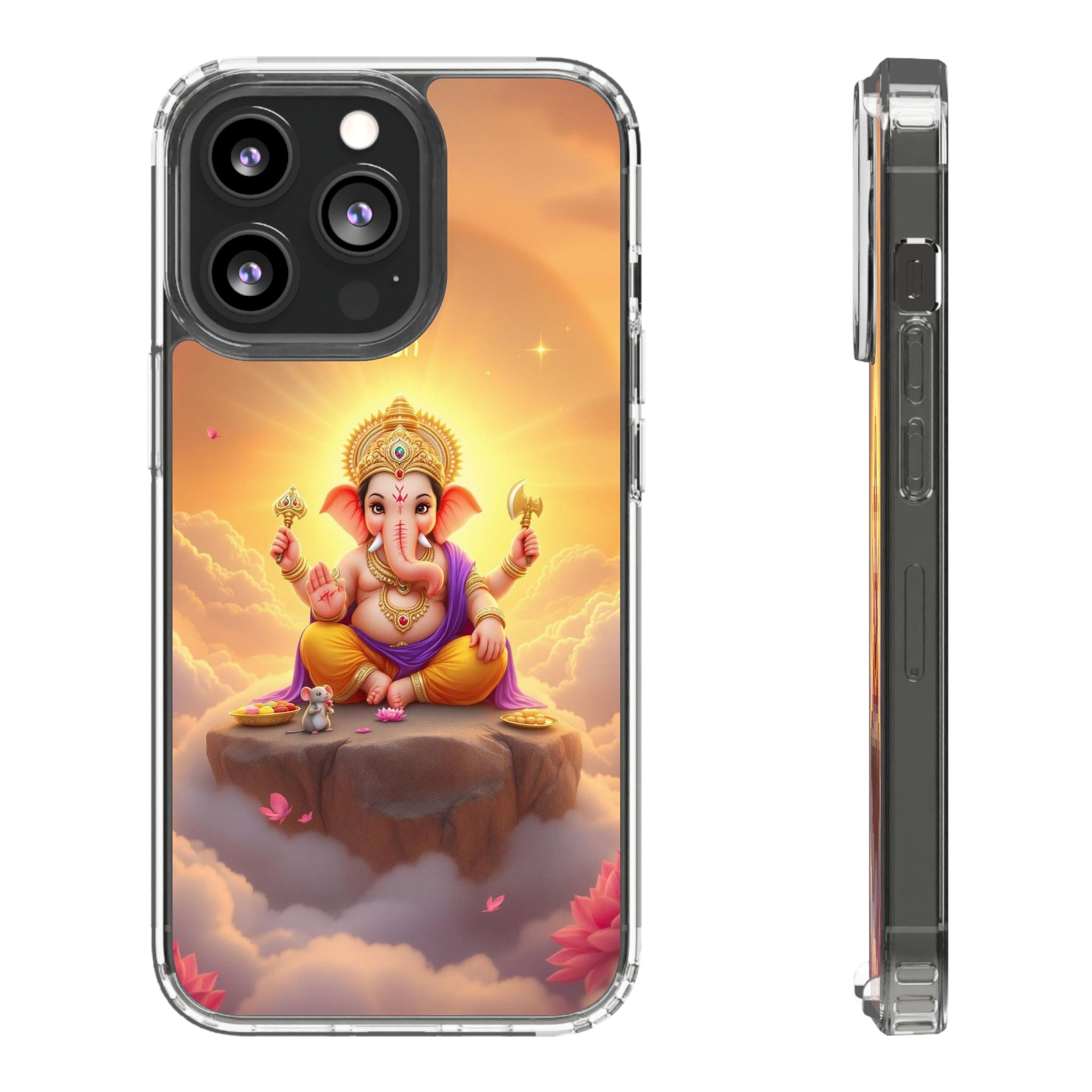 Ganesh Clear Phone Case, Spiritual iPhone Cover, Hindu God Phone Protector, Gift for Her, Boho Phone Accessories