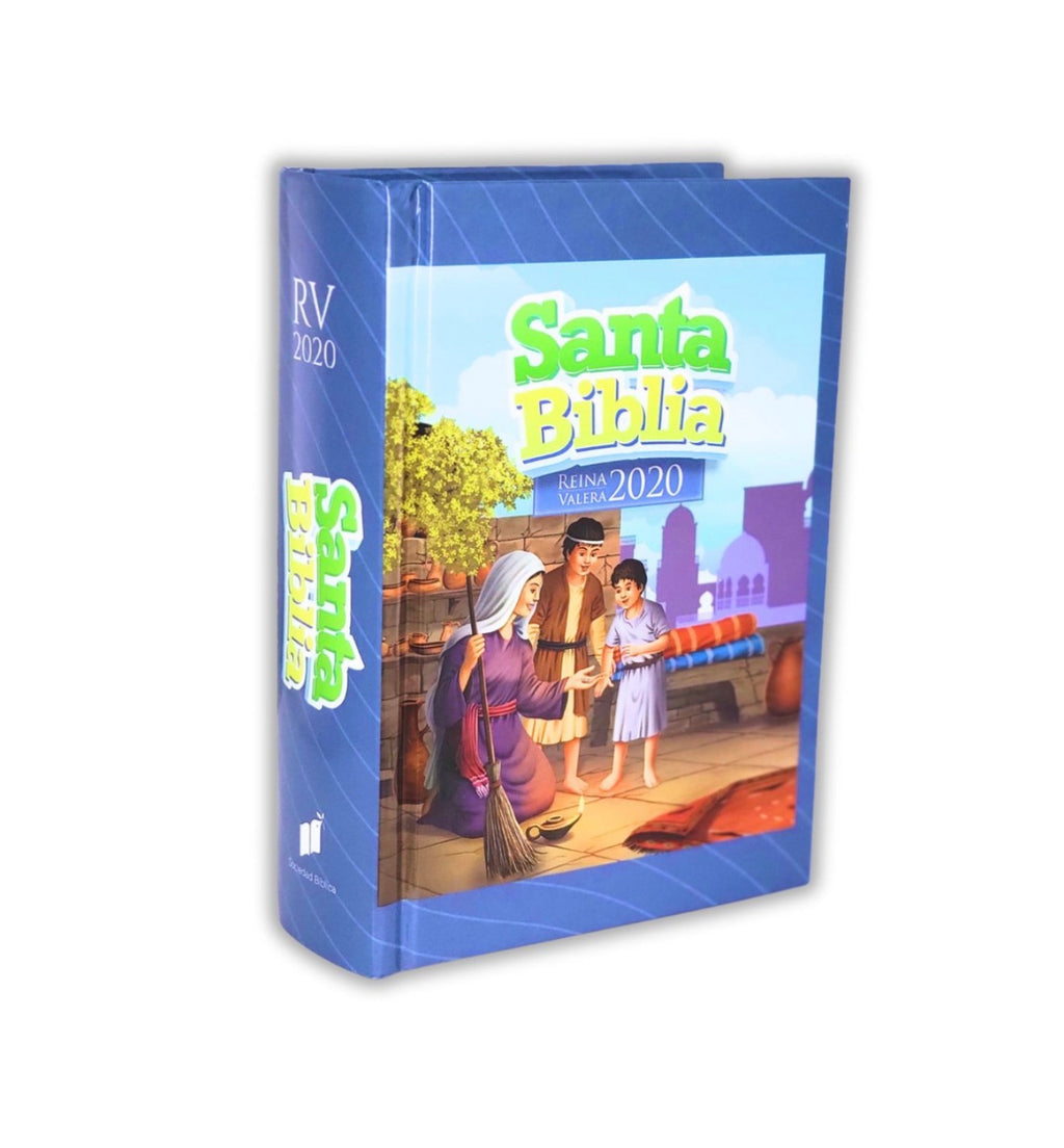 Biblia Compacta para Niños RV2020, tapa dura azul niños con mamá