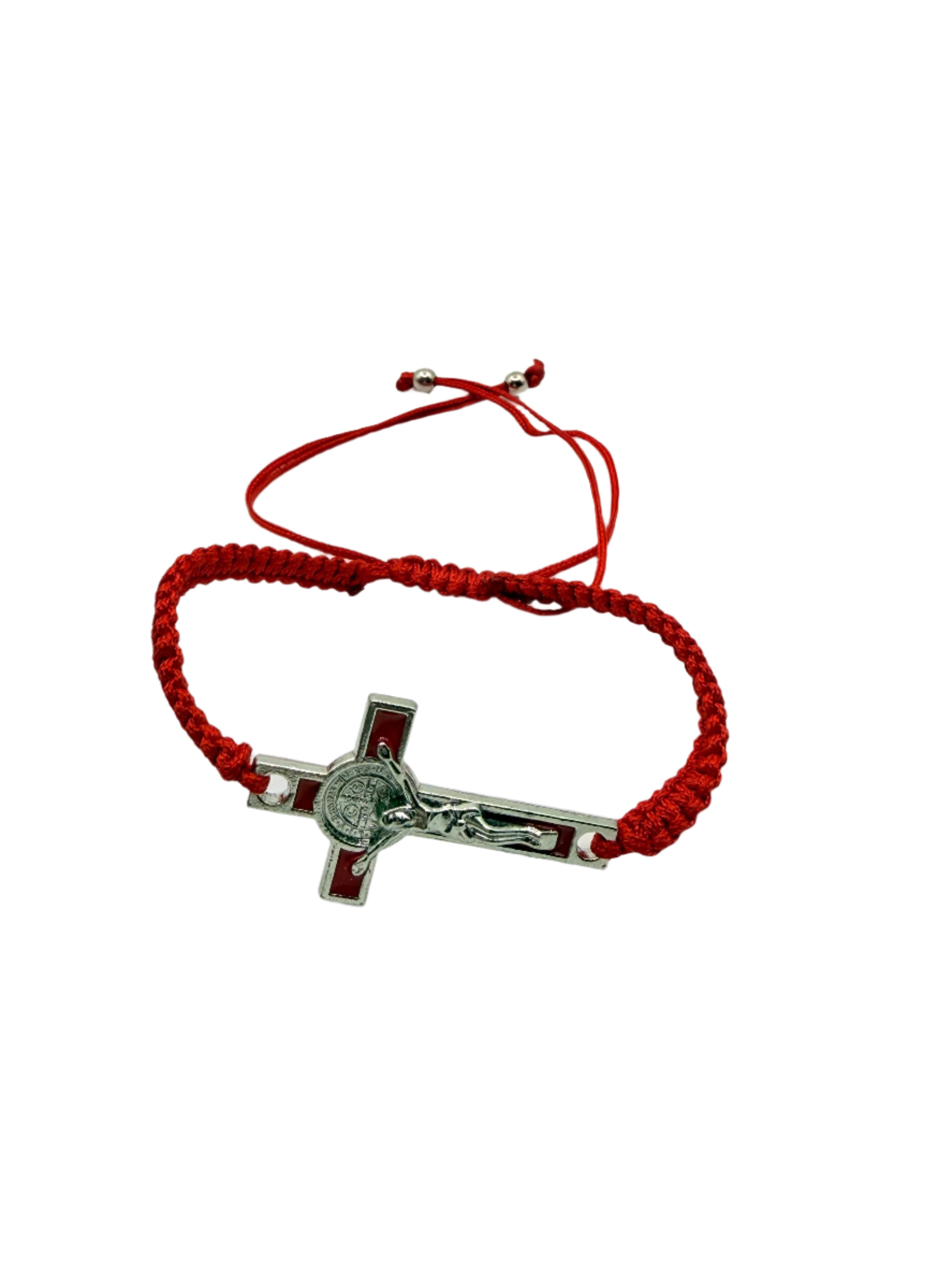 Braided Grace: Red Cross & Silver Christ