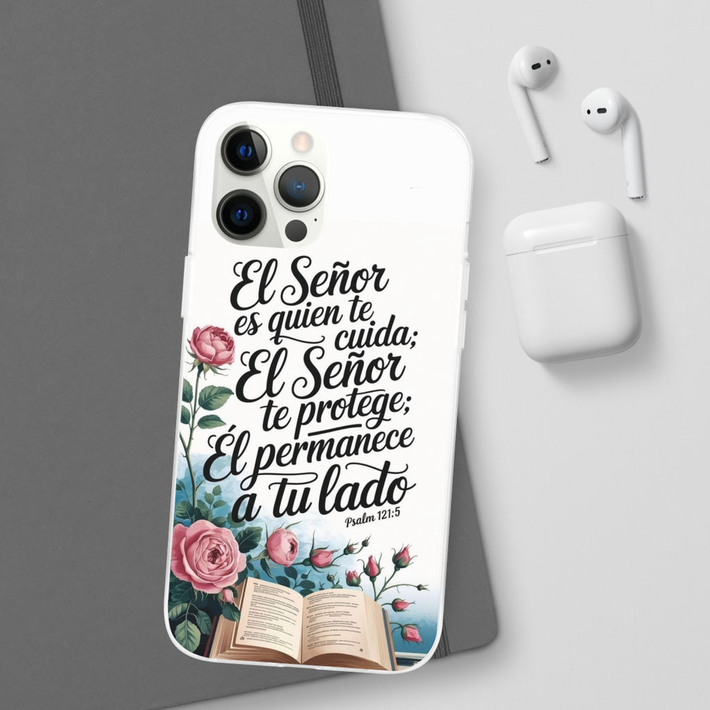 Inspirational Phone Case with Psalm 121:5 Quote, Flexi Case for Protection, Bible Verse Case, Gift for Faith Lovers, Spiritual Décor