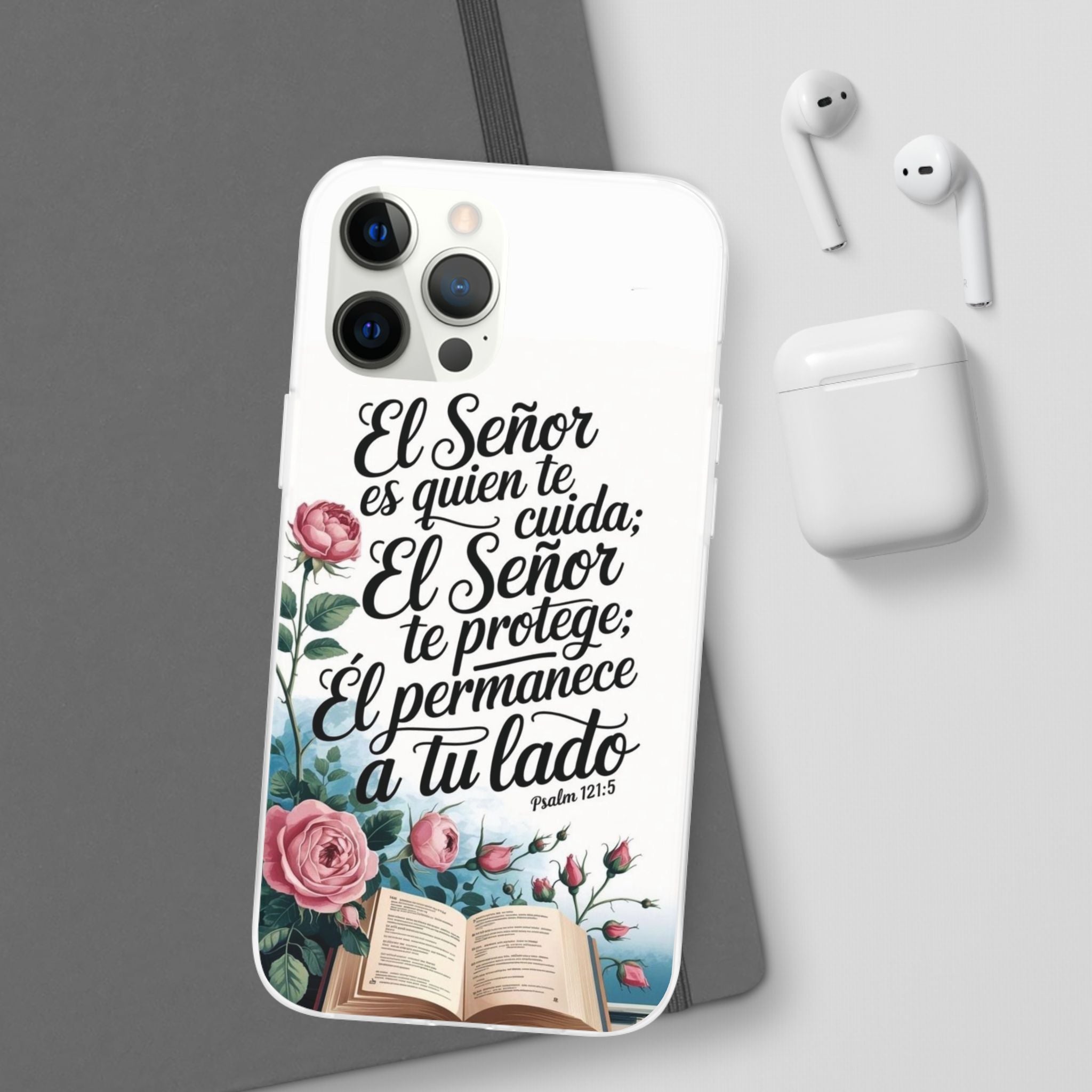 Inspirational Phone Case with Psalm 121:5 Quote, Flexi Case for Protection, Bible Verse Case, Gift for Faith Lovers, Spiritual Décor