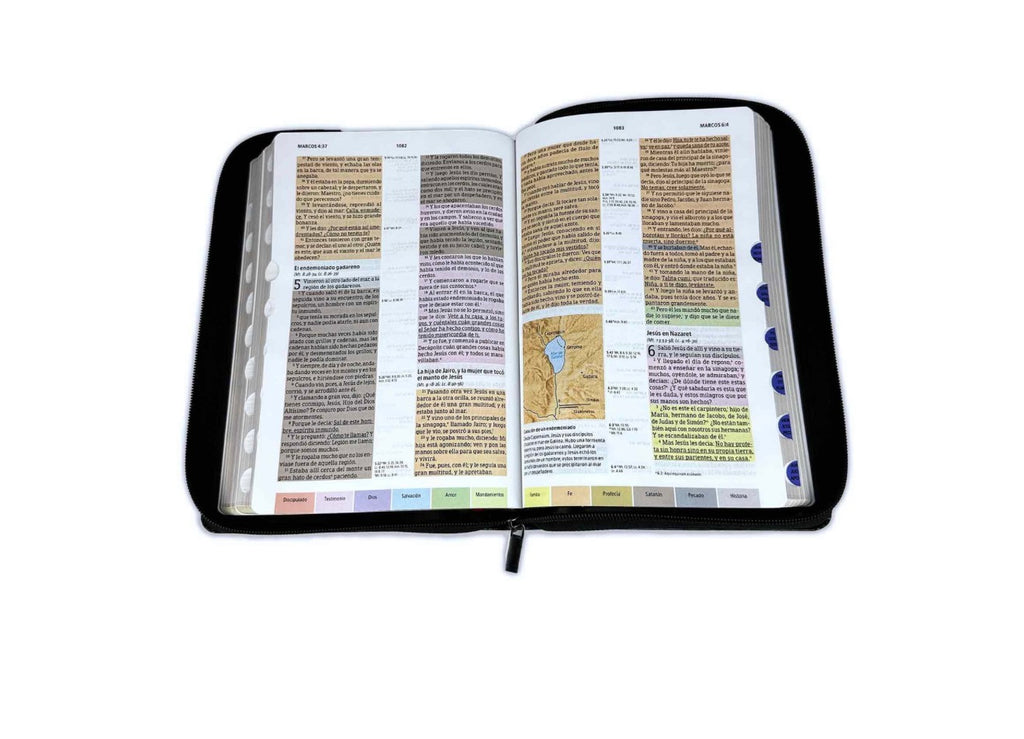 Biblia de Estudio Arco Iris con Cierre RV1960 imit piel negro con índice - Nunca se apartará de tu boca