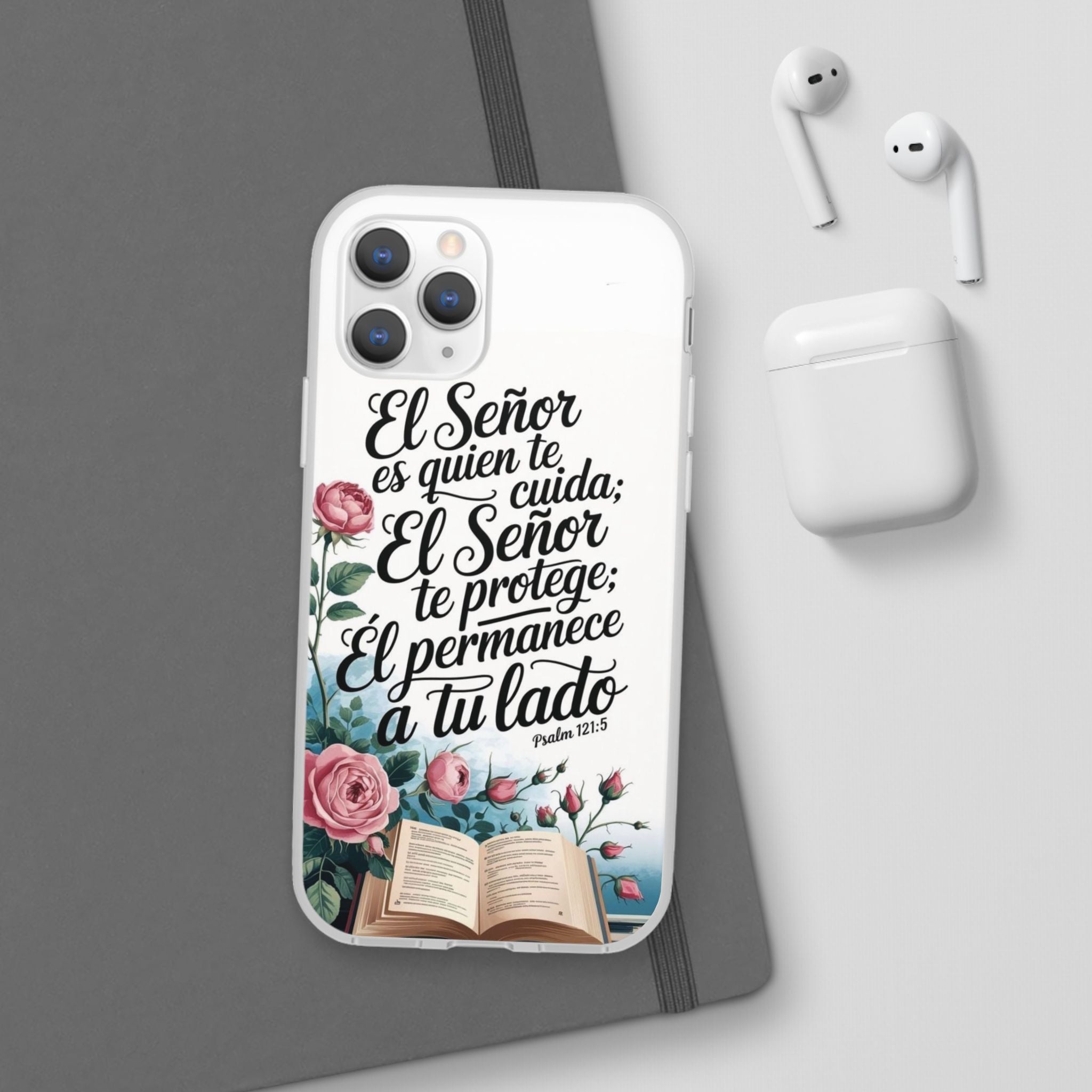 Inspirational Phone Case with Psalm 121:5 Quote, Flexi Case for Protection, Bible Verse Case, Gift for Faith Lovers, Spiritual Décor