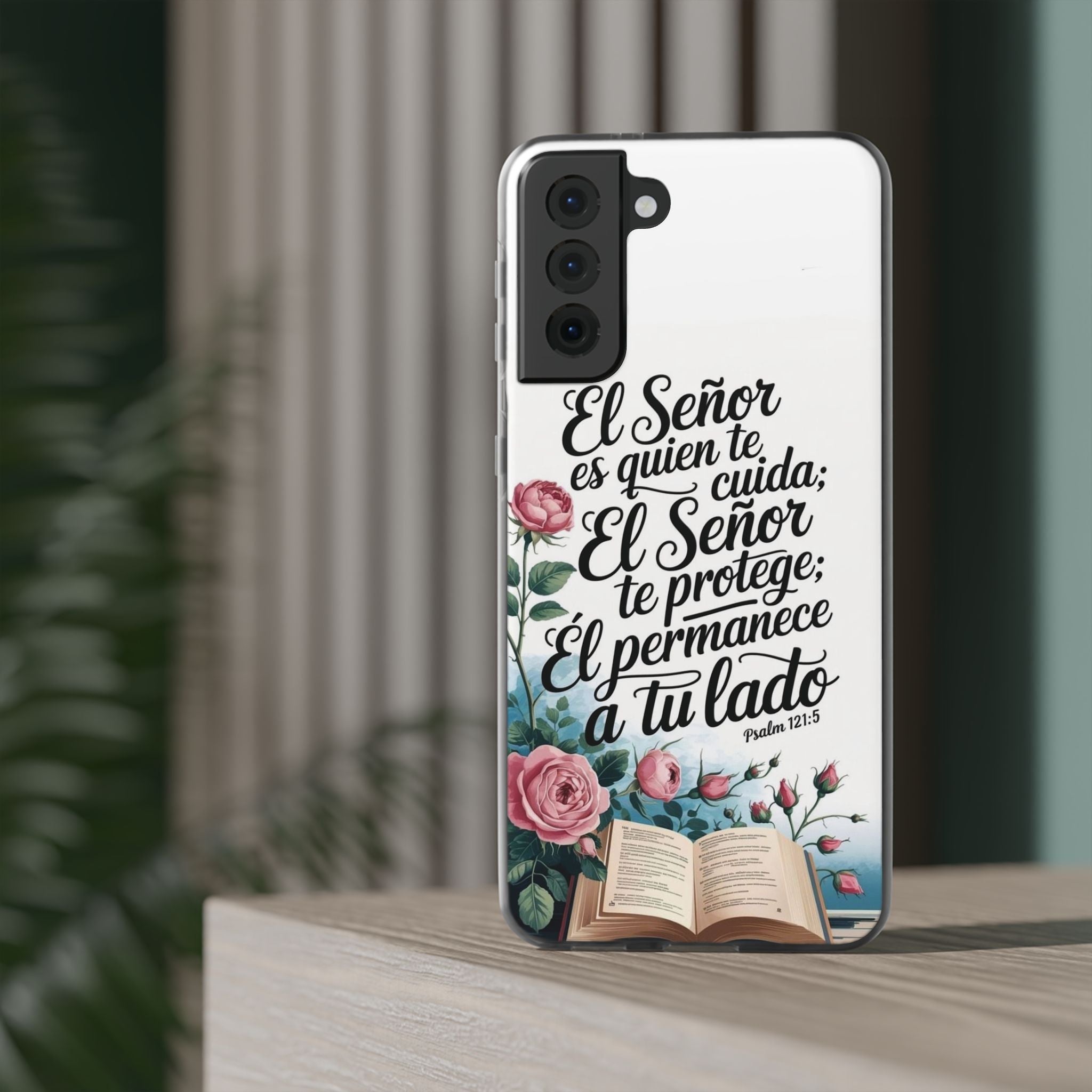 Inspirational Phone Case with Psalm 121:5 Quote, Flexi Case for Protection, Bible Verse Case, Gift for Faith Lovers, Spiritual Décor