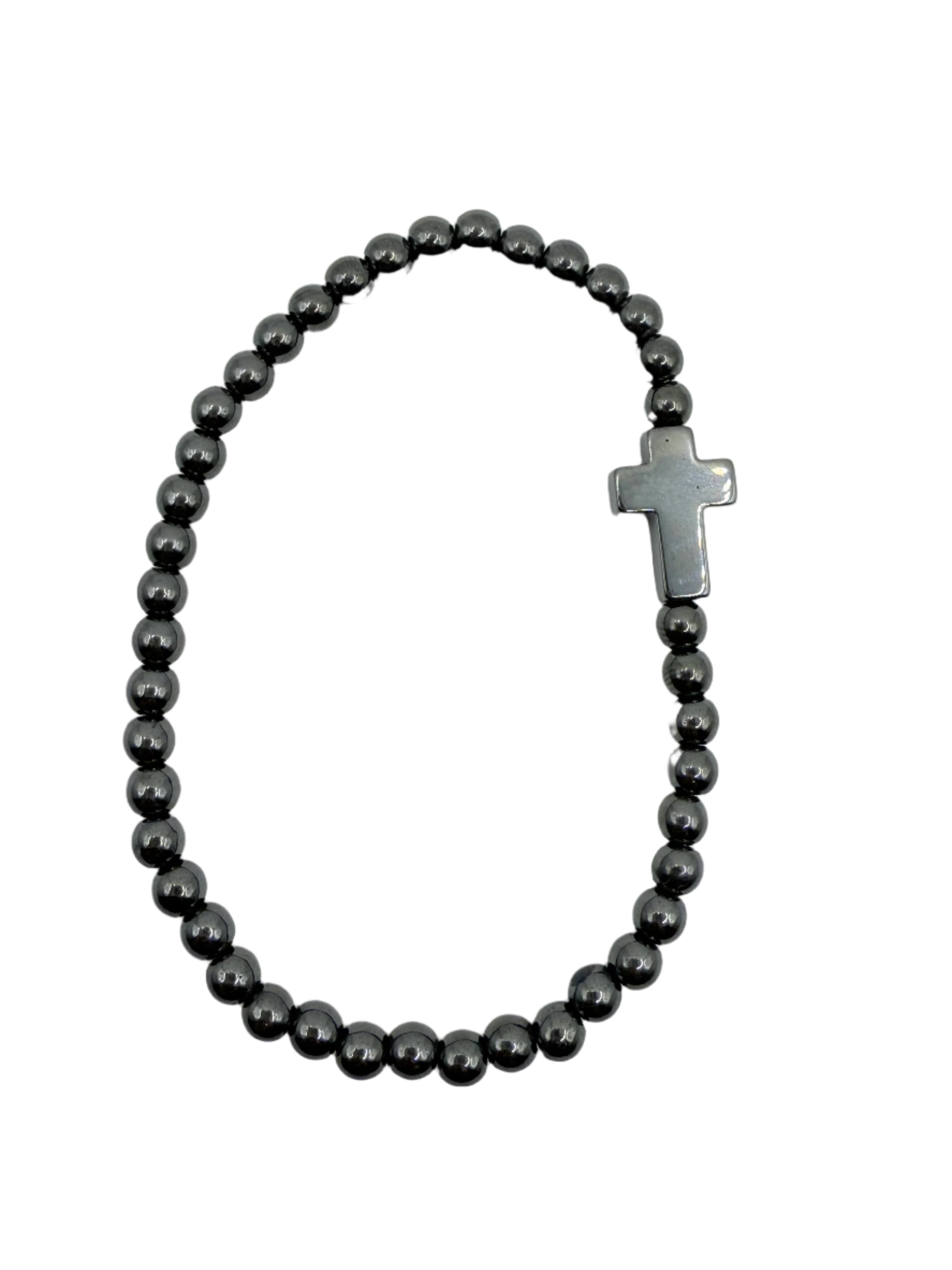 Faith & Steel: Metallic Cross Bracelet