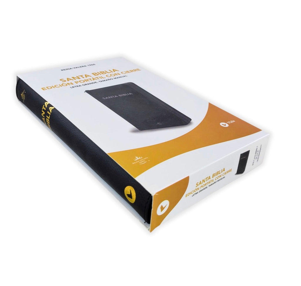 Biblia con Cierre Letra Grande RV1960, imit. piel, manual negro