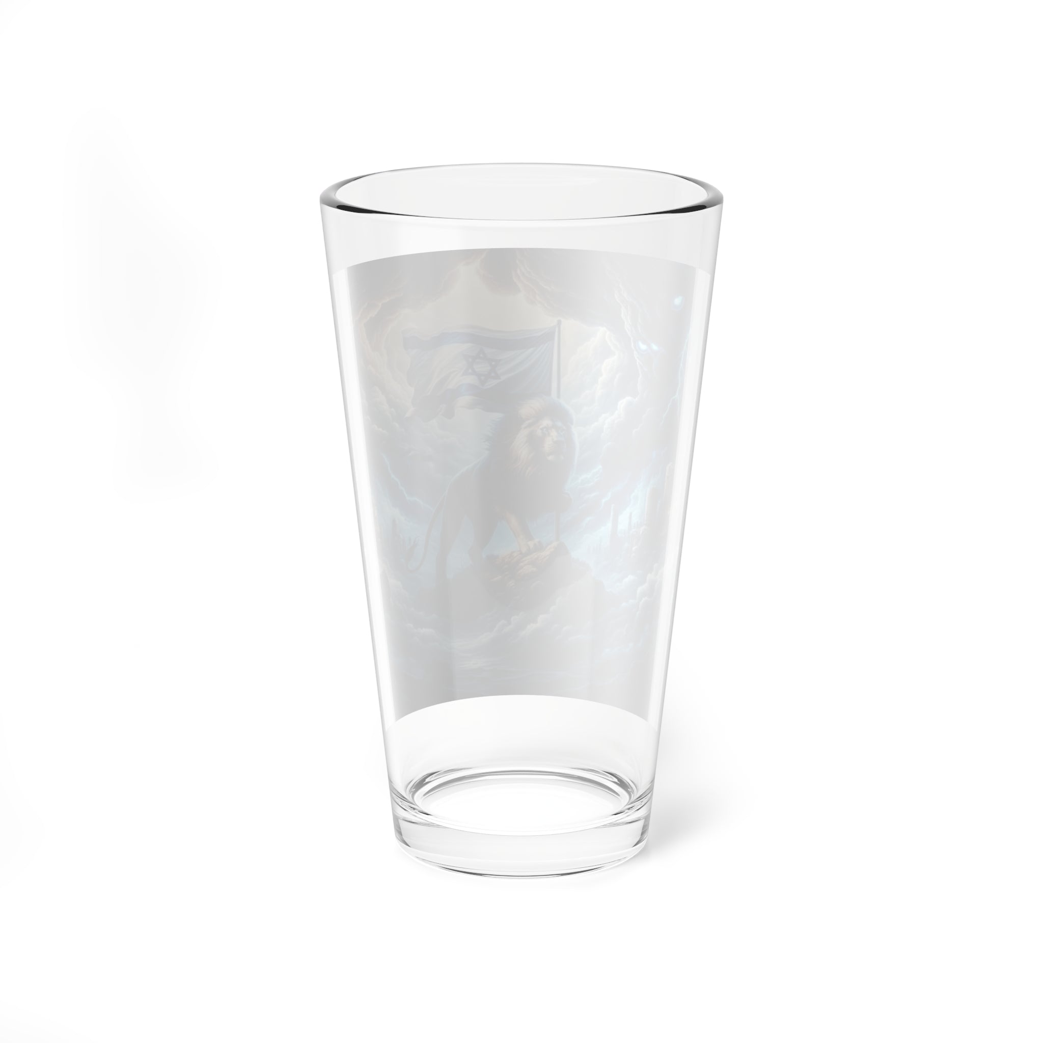 16oz Artistic Mixing Glass with Dramatic Lion Design, Unique Barware, Home Decor, Gift for Lion Lovers, Israel Theme, Special Occasions