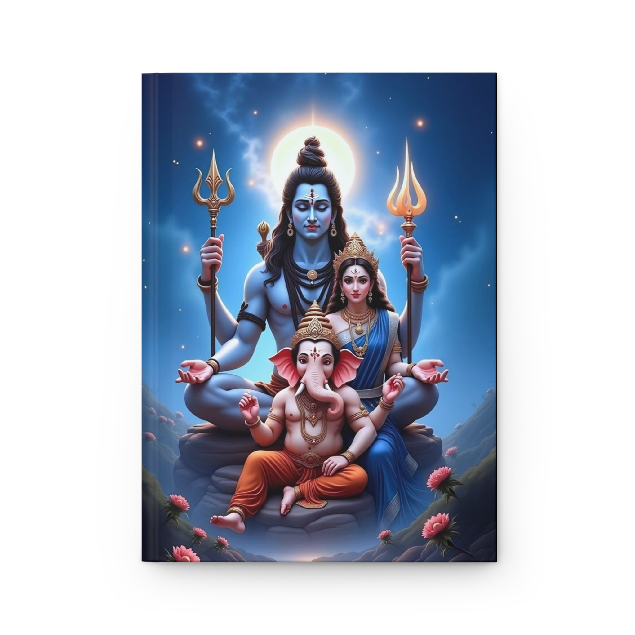 Spiritual Hardcover Journal | Hindu Art, Meditation Notebook, Gift for Yogis, Inspirational Journal, Om Namah Shiva, Ganesh, Parvati