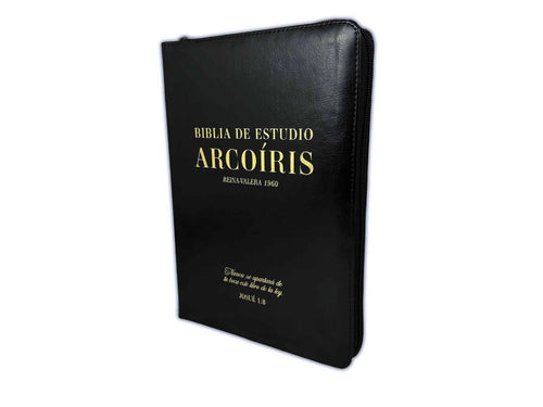 Biblia de Estudio Arco Iris con Cierre RV1960 imit piel negro con índice - Nunca se apartará de tu boca