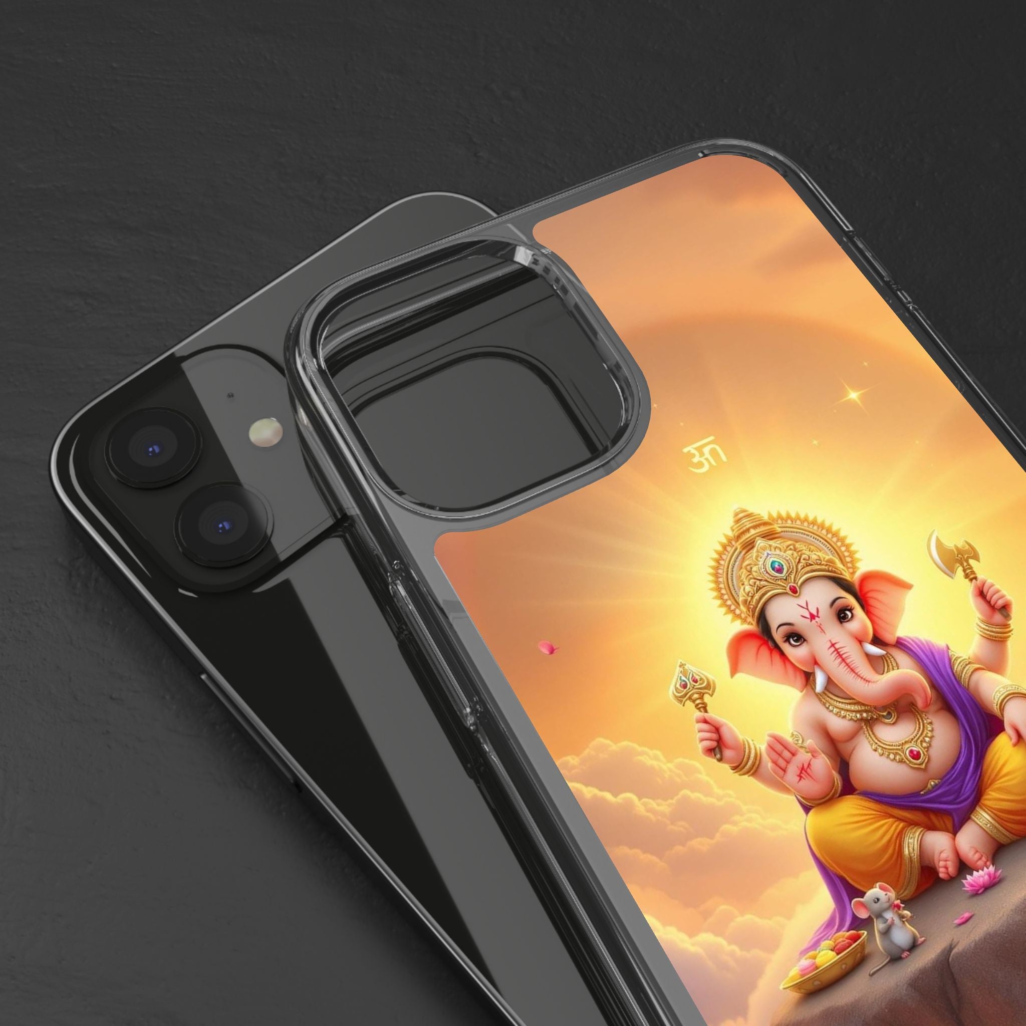 Ganesh Clear Phone Case, Spiritual iPhone Cover, Hindu God Phone Protector, Gift for Her, Boho Phone Accessories