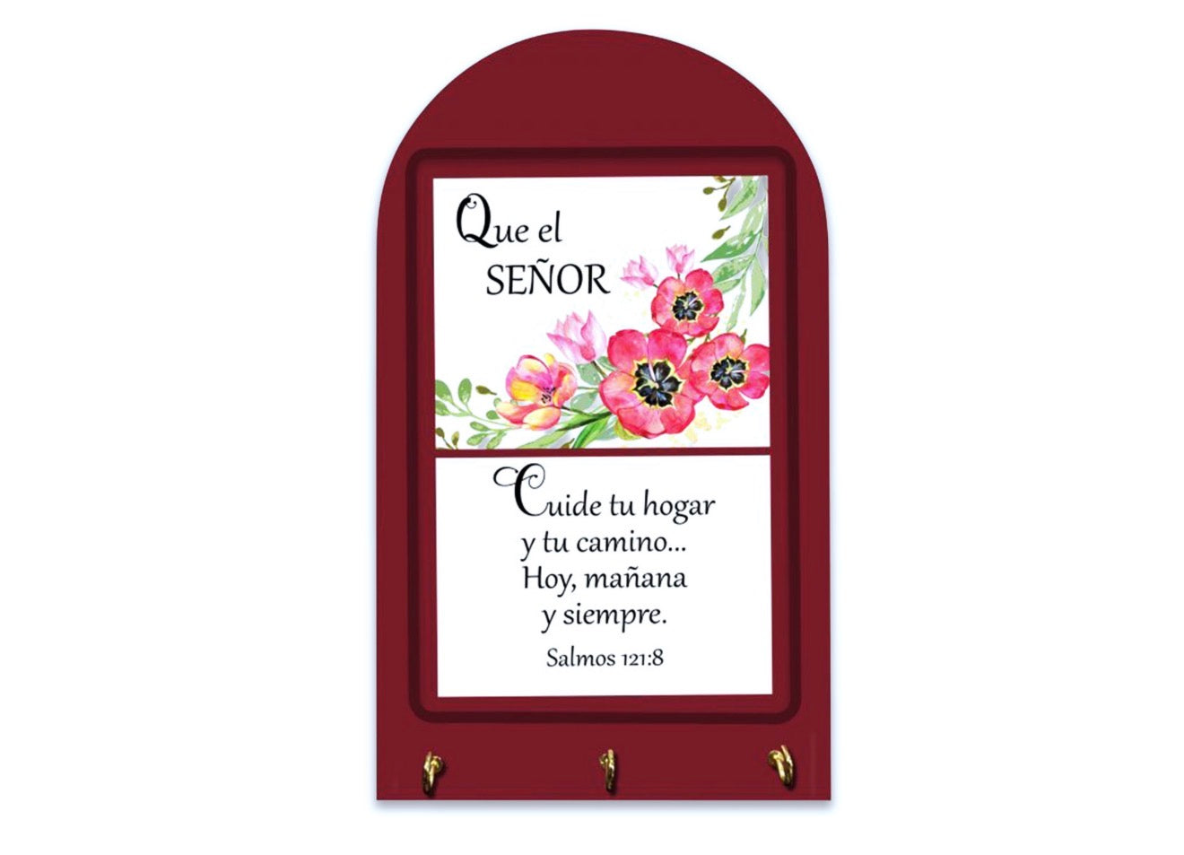 Porta Llaves de Madera con Ganchos: Mensajes Bíblicos