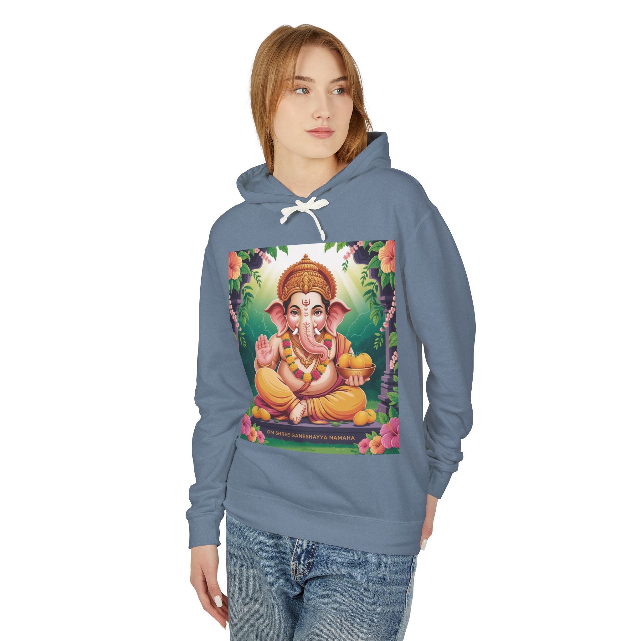 Spiritual Unisex Hoodie, Inspirational Hooded Sweatshirt, Yoga Apparel, Meditation Fashion, Ganesh and Om Design