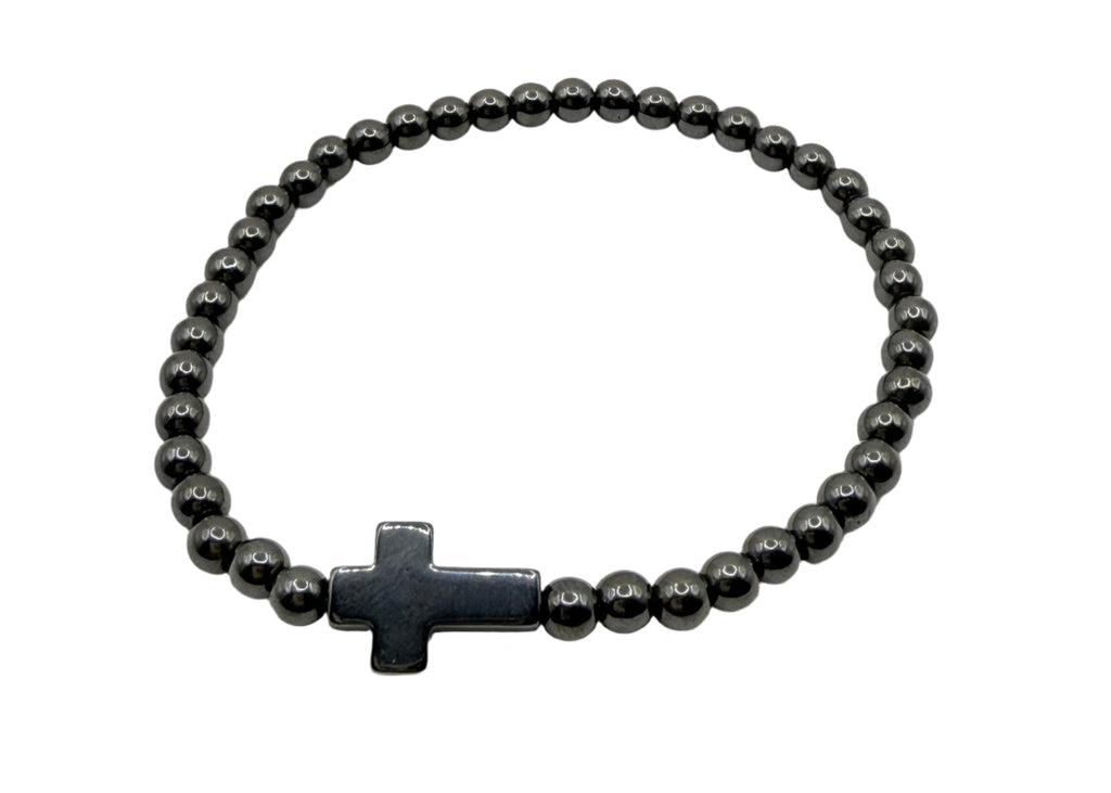 Faith & Steel: Metallic Cross Bracelet