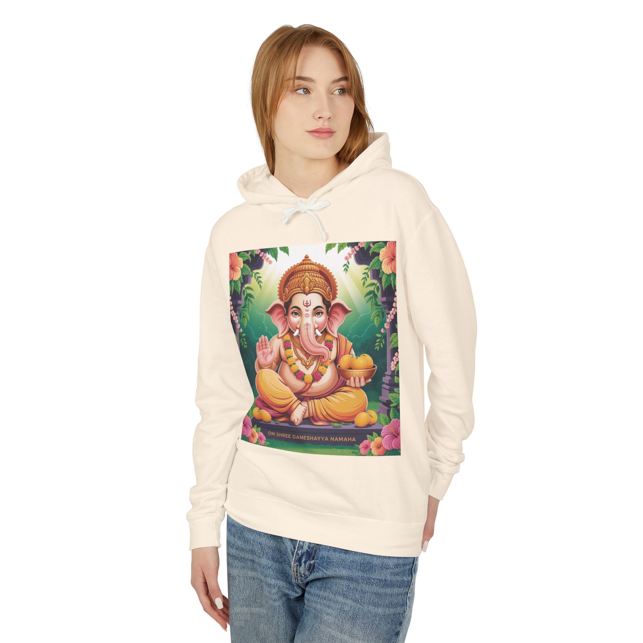 Spiritual Unisex Hoodie, Inspirational Hooded Sweatshirt, Yoga Apparel, Meditation Fashion, Ganesh and Om Design