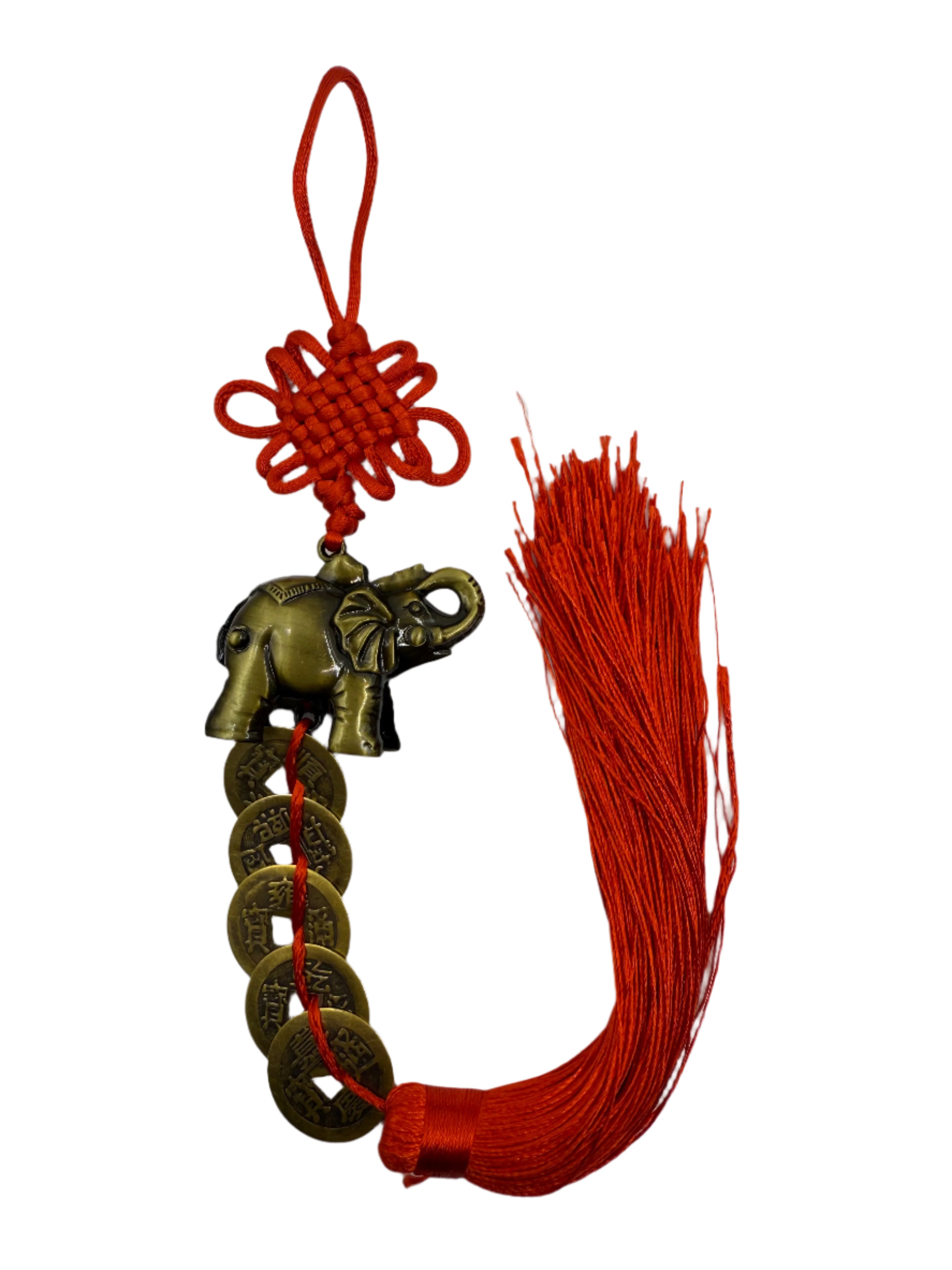 Elephant Of Abundance & 5 Wealth Coin Amulet For Home, Office and Business