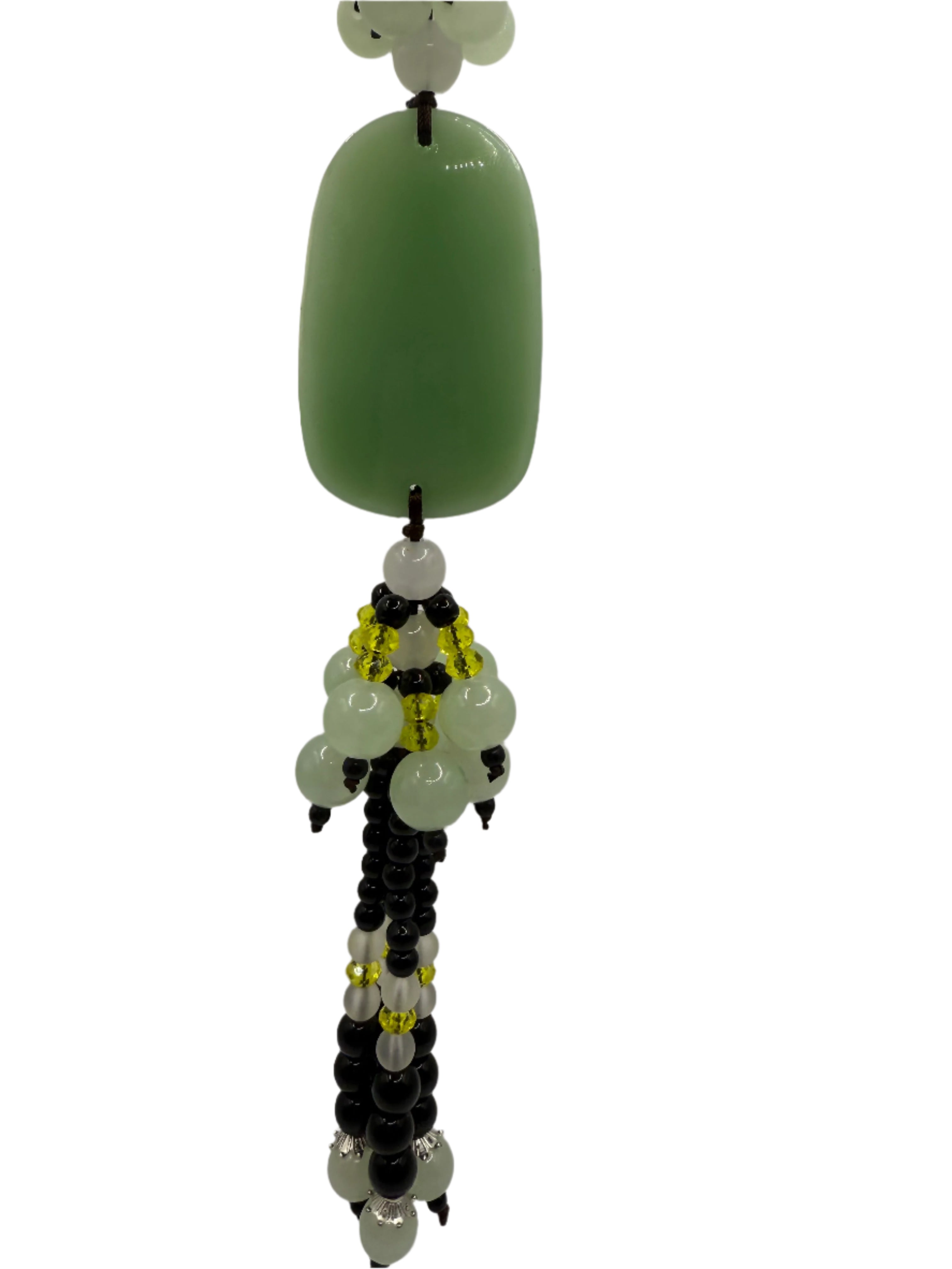 Lord Buddha Aventurine Guardian Hanging Talisman or Protection Charm, FengShuiGe Chinese Traditional Style Green Crystal Hanging Amulet. 