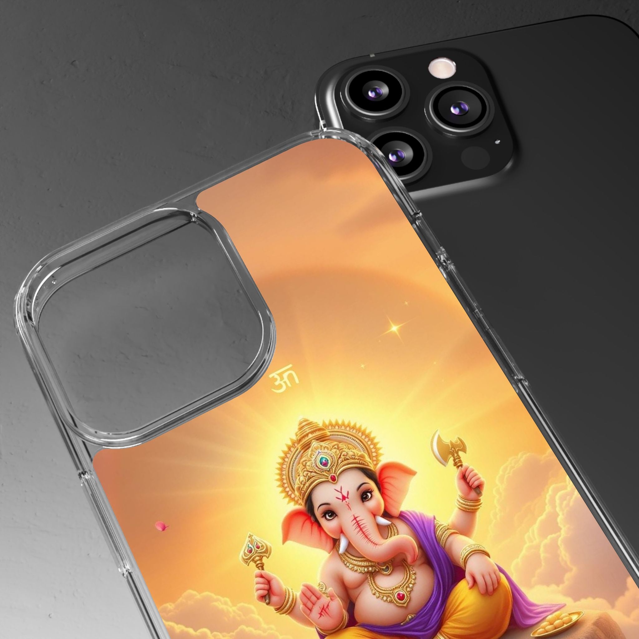 Ganesh Clear Phone Case, Spiritual iPhone Cover, Hindu God Phone Protector, Gift for Her, Boho Phone Accessories
