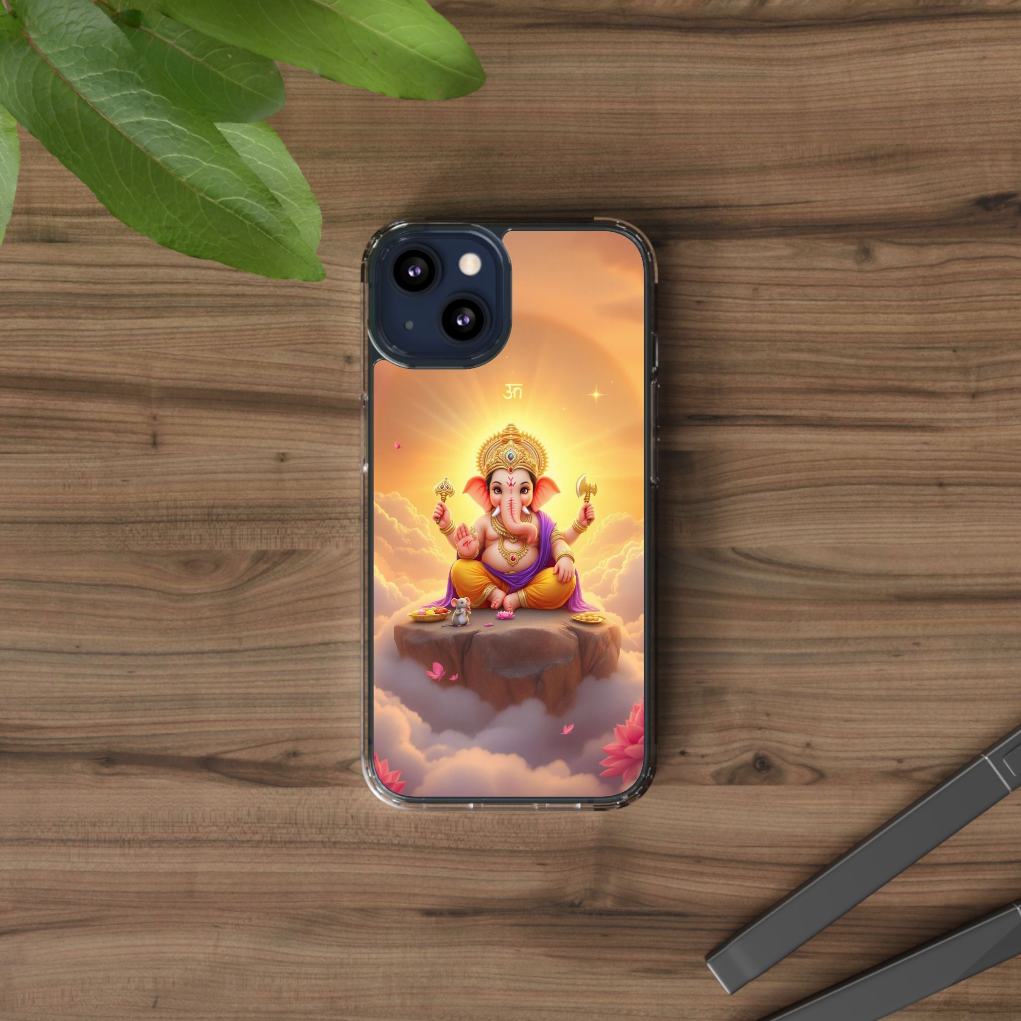 Ganesh Clear Phone Case, Spiritual iPhone Cover, Hindu God Phone Protector, Gift for Her, Boho Phone Accessories