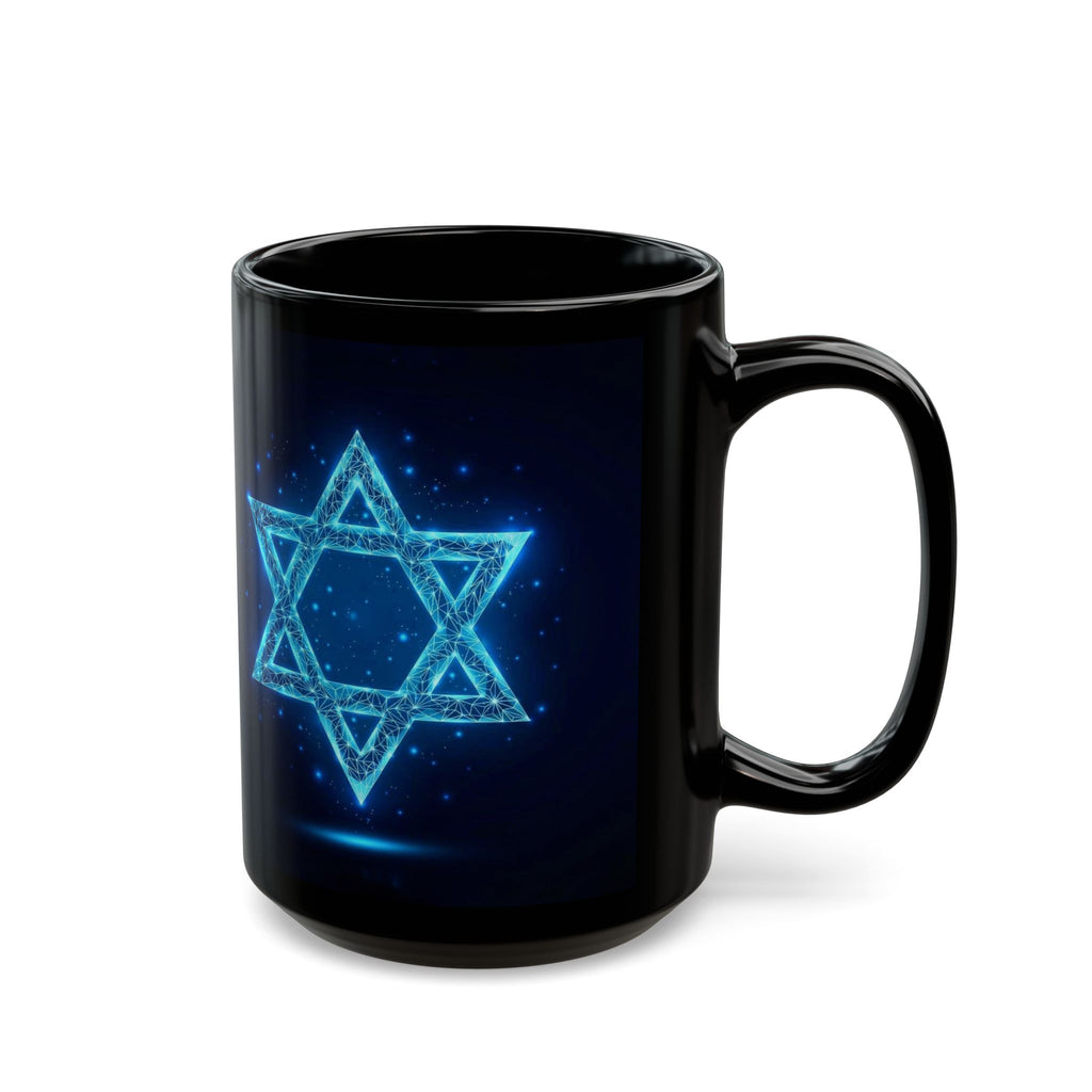 Star of David Black Ceramic Mug — Spiritual Jewish Coffee Cup (11oz & 15oz)